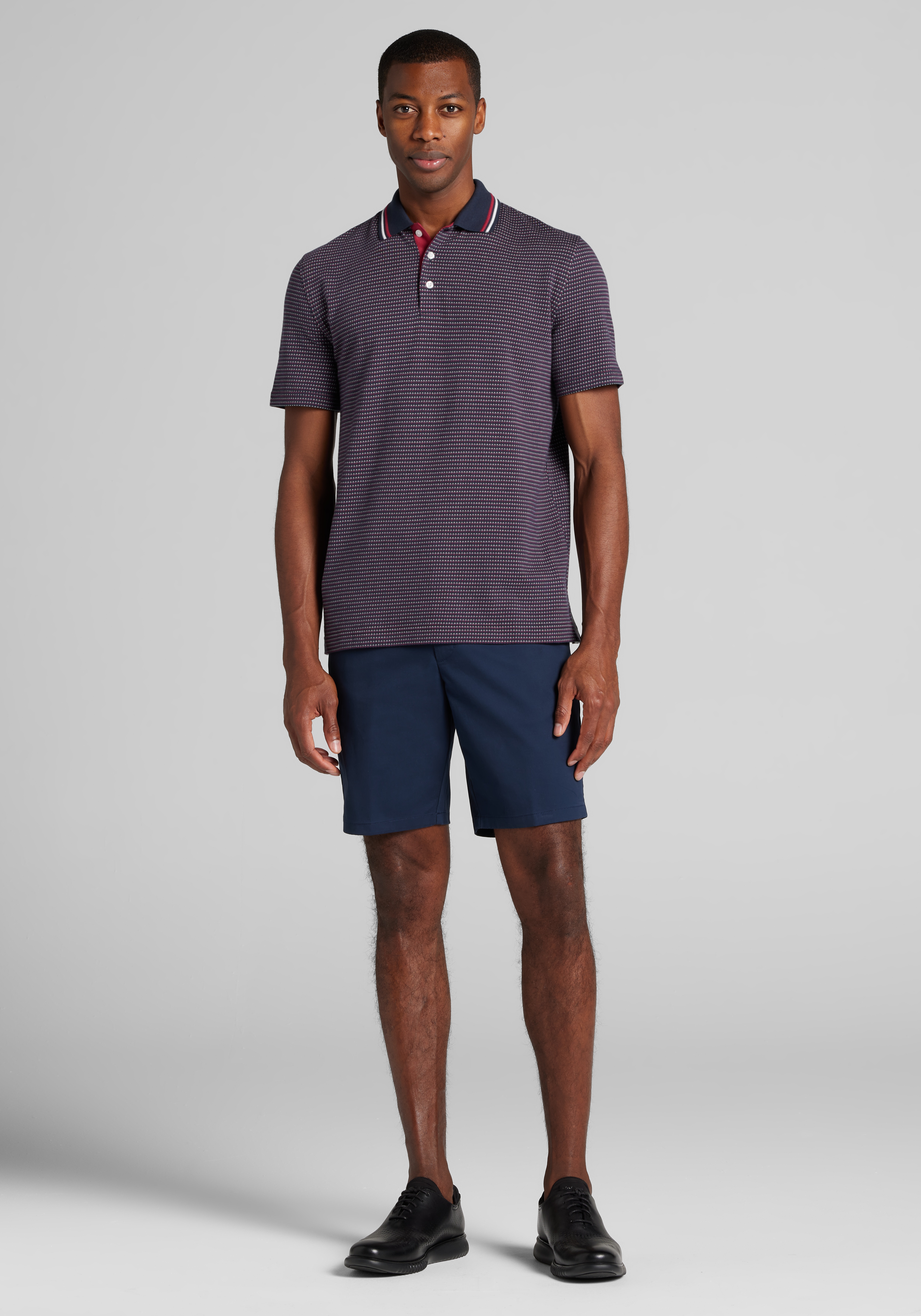 Jos. A. Bank Tailored Fit Jacquard Tipped Polo - Big & Tall CLEARANCE