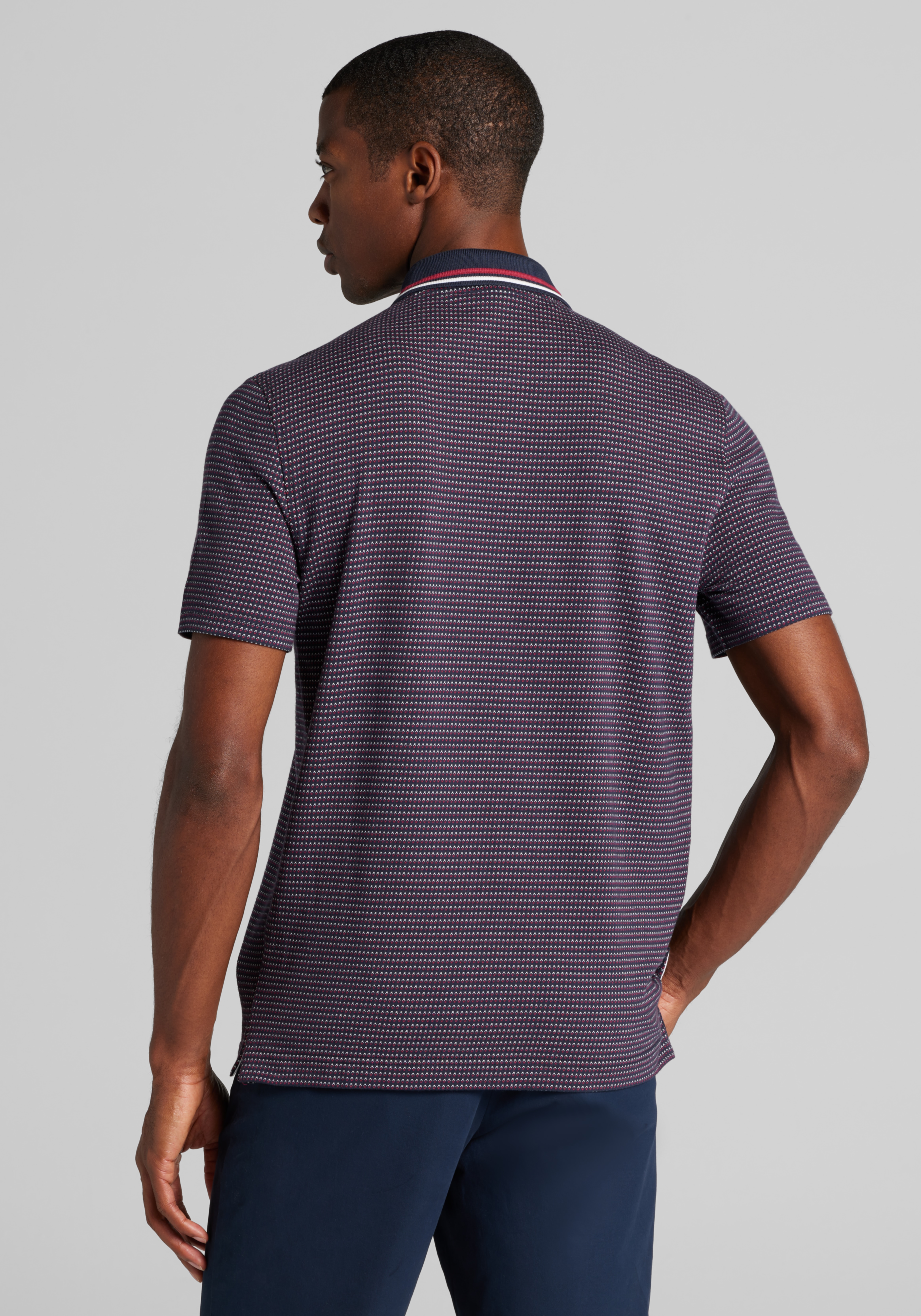 Jos. A. Bank Tailored Fit Jacquard Tipped Polo - Big & Tall CLEARANCE