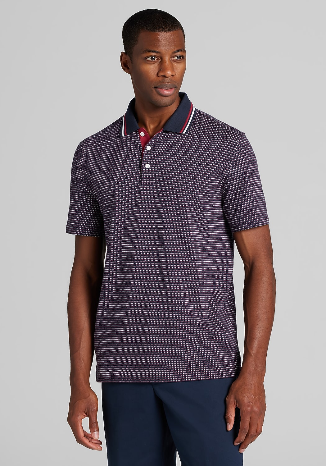 Jos. A. Bank Tailored Fit Jacquard Tipped Polo