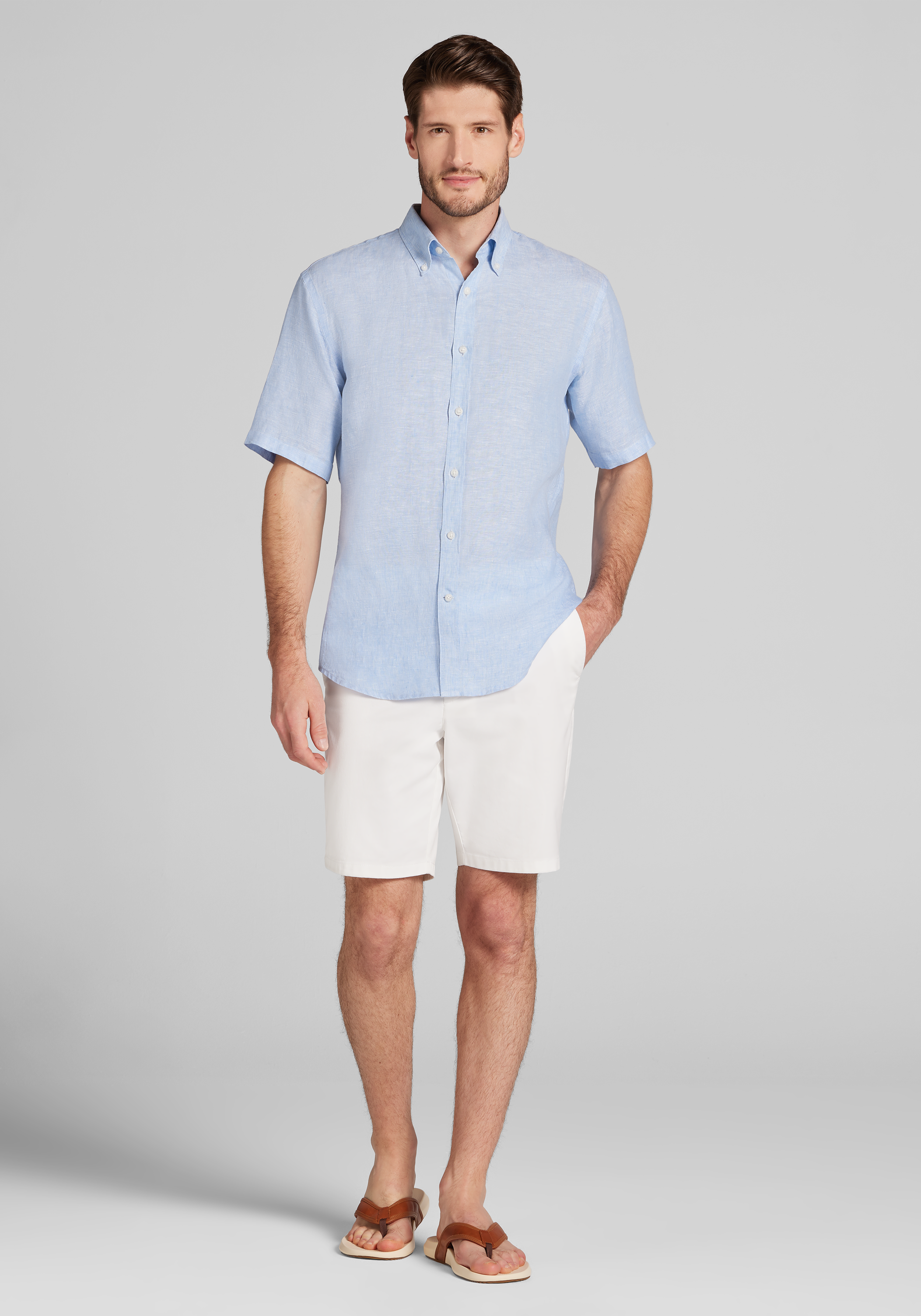 Reserve Collection Tailored Fit Linen Short Sleeve Sportshirt