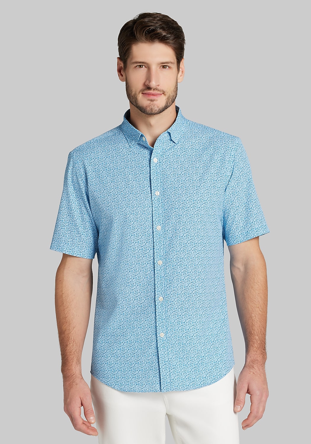 Traveler&reg; COOL<i>MOTION</i> Tailored Fit Liberty Floral 4 Way Stretch Short Sleeve Sportshirt