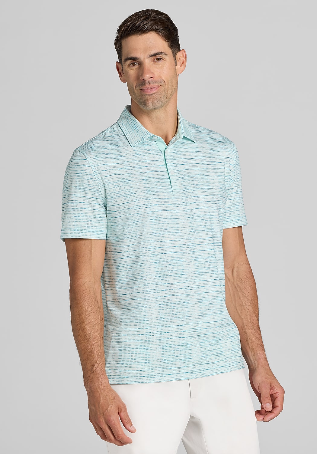 Traveler&reg; Performance Tailored Fit Space Dye Grid Polo
