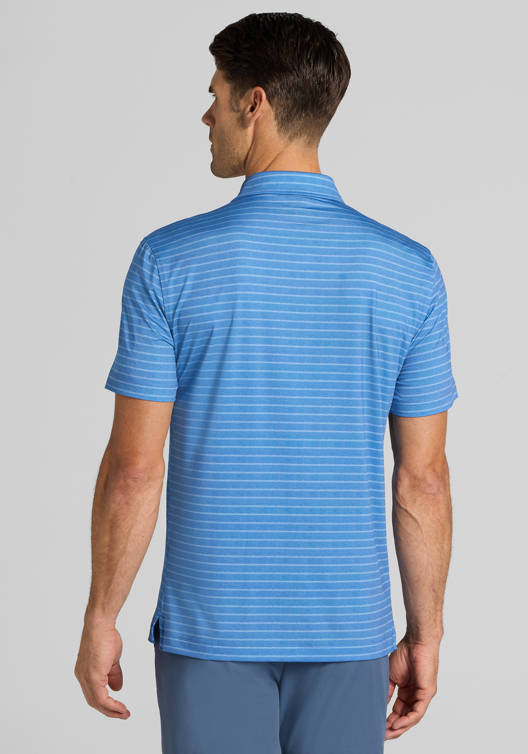 Traveler® Performance Tailored Fit Birdseye Stripe Polo