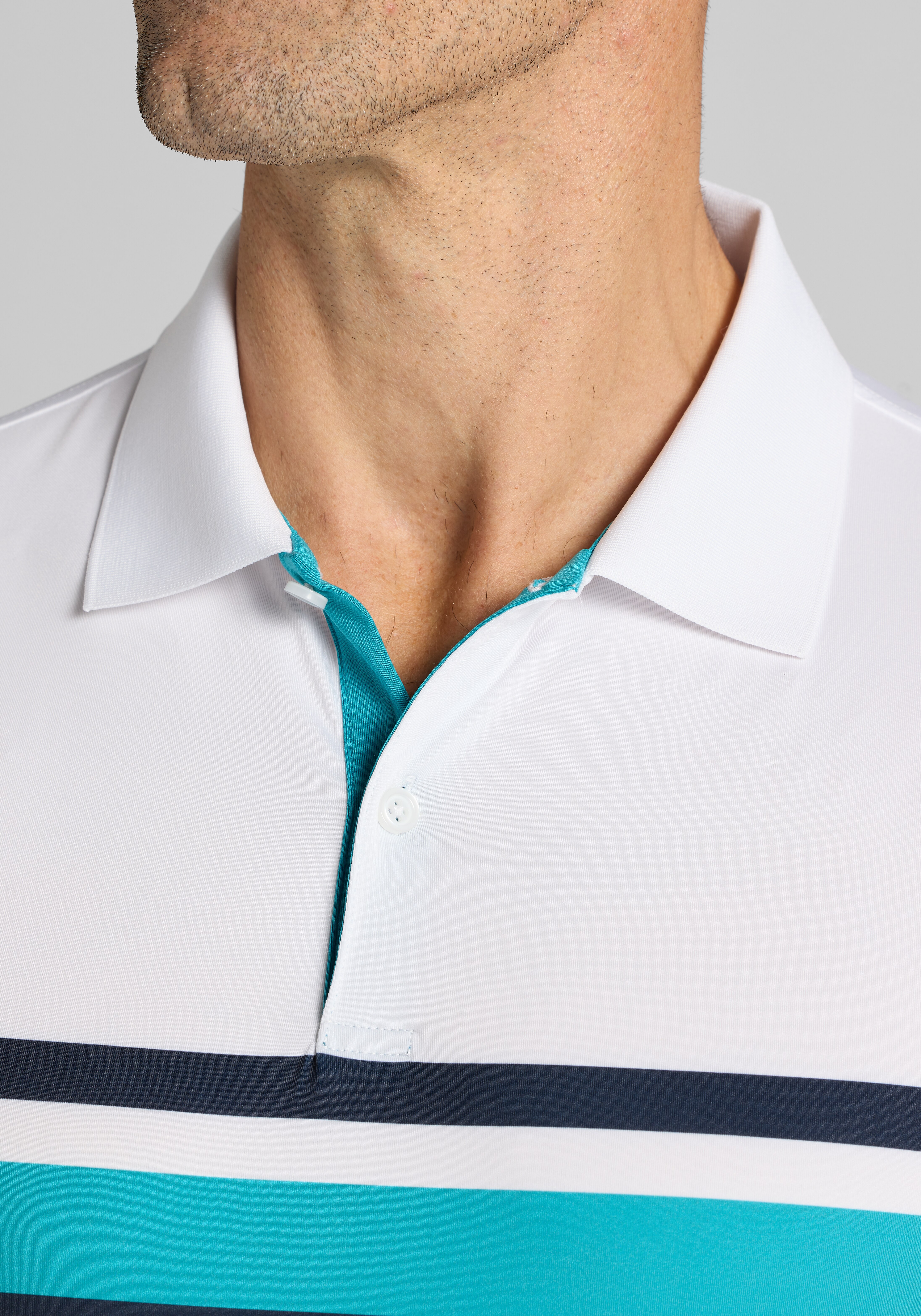 Traveler® Collection Tailored Fit Engineered Stripe Performance Polo