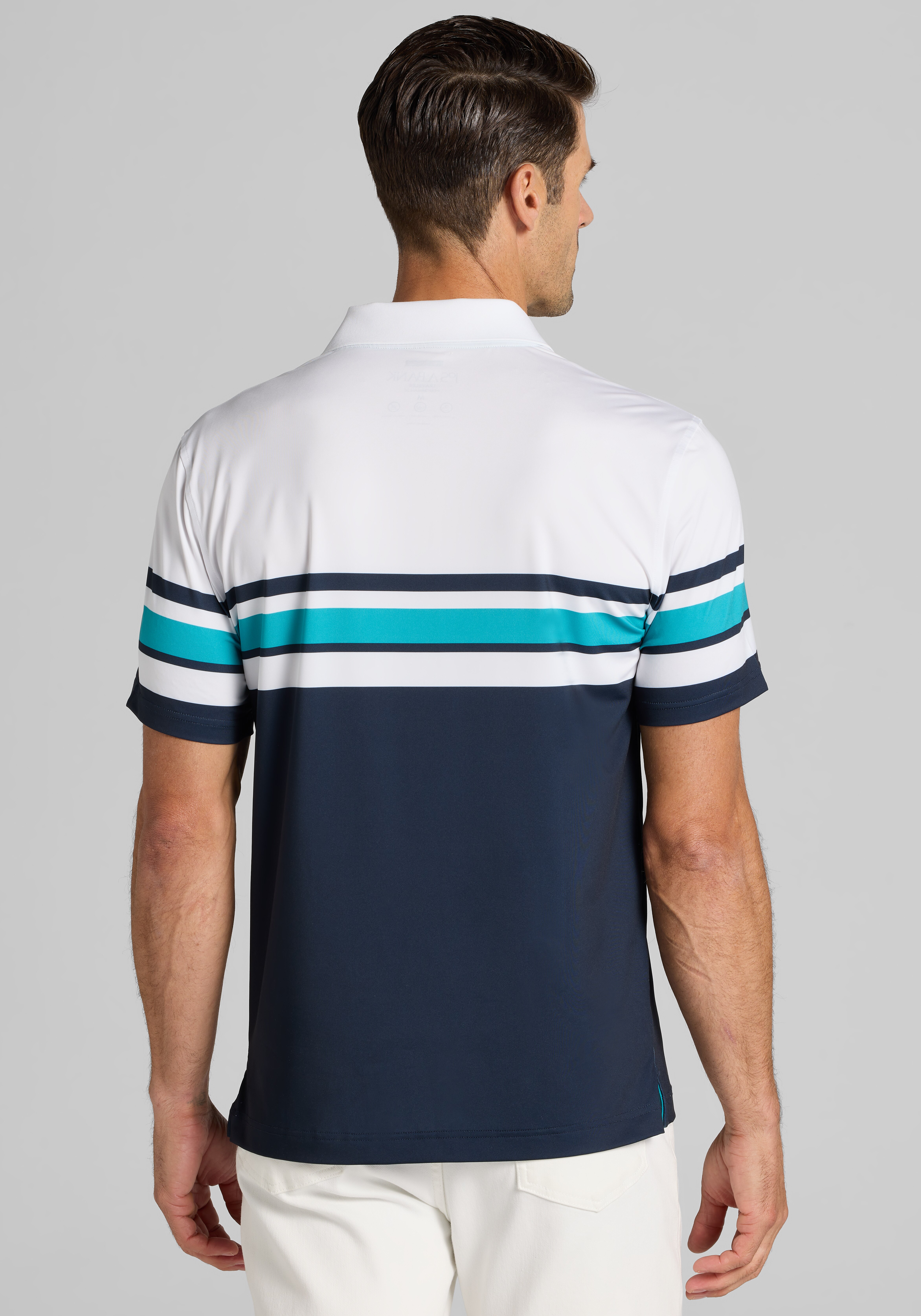 Traveler® Collection Tailored Fit Engineered Stripe Performance Polo