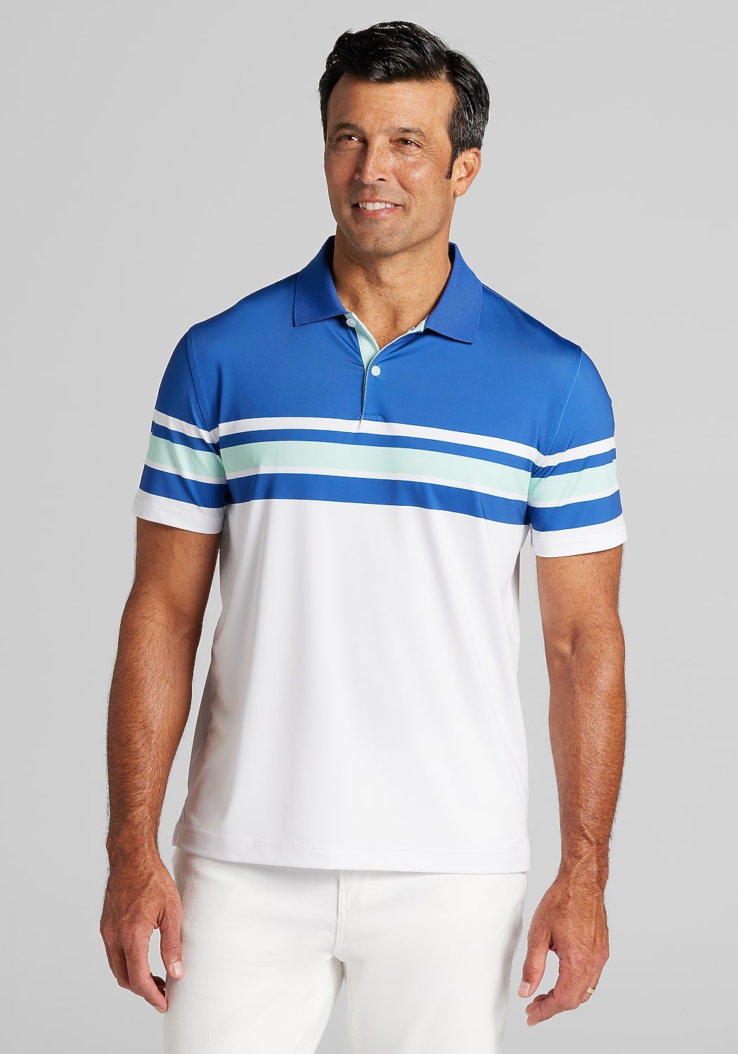 Traveler&reg; Collection Tailored Fit Engineered Stripe Performance Polo - Big & Tall