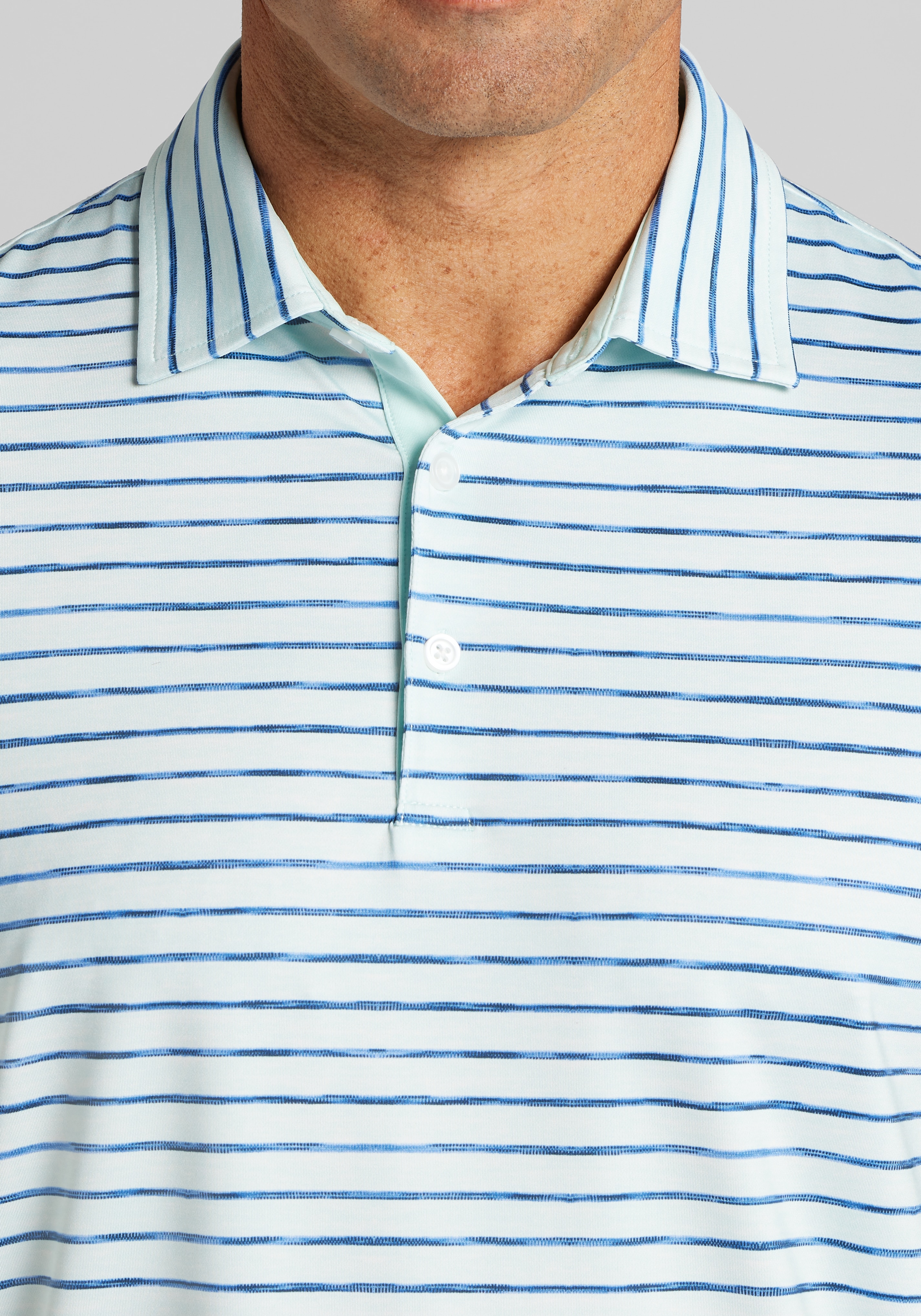 Traveler® Collection Tailored Fit Space-Dye Stripe Performance Polo