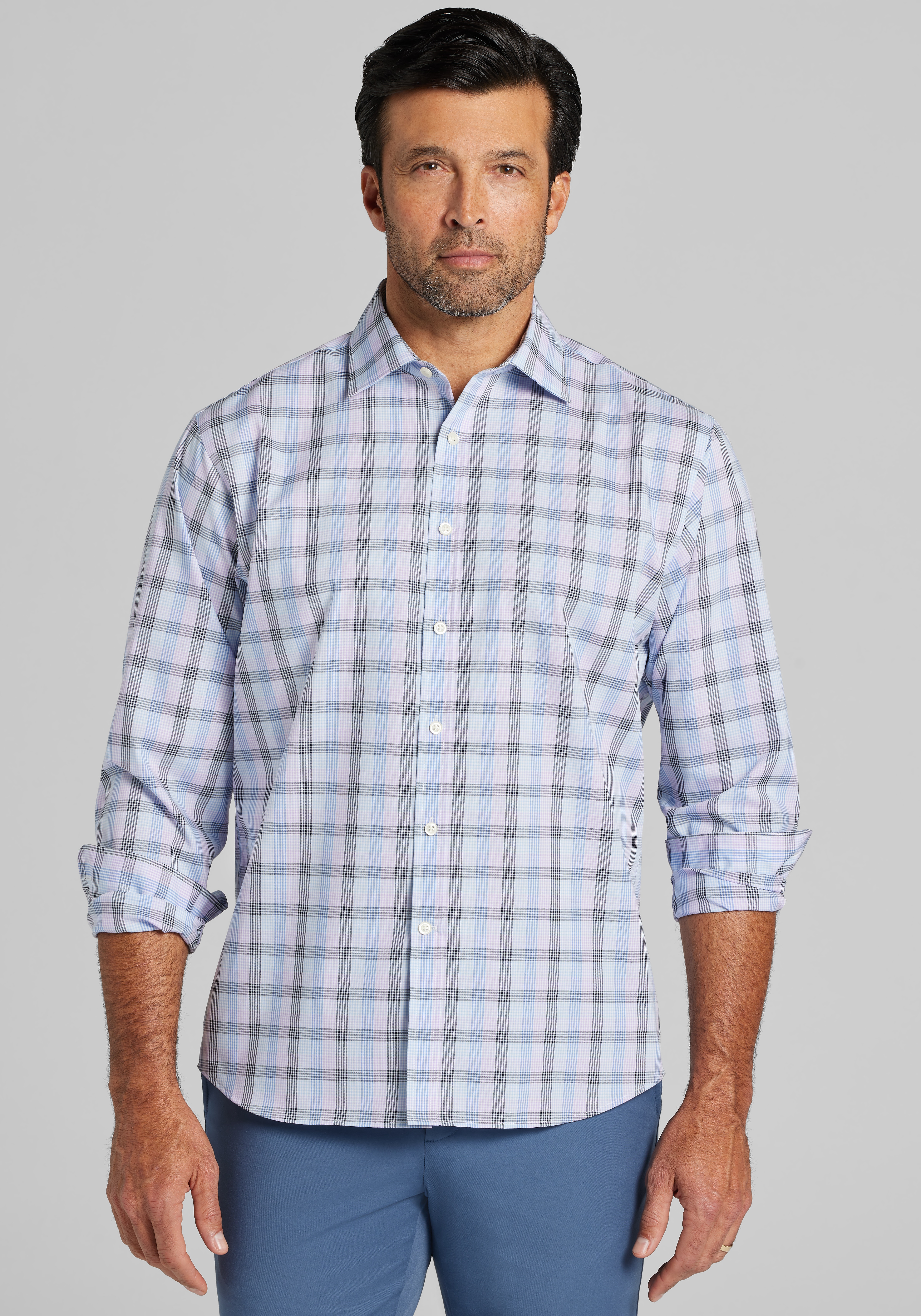 Men's Casual Tops, Jos. A. Bank Traditional Fit Multi Check Sportshirt - Jos A Bank