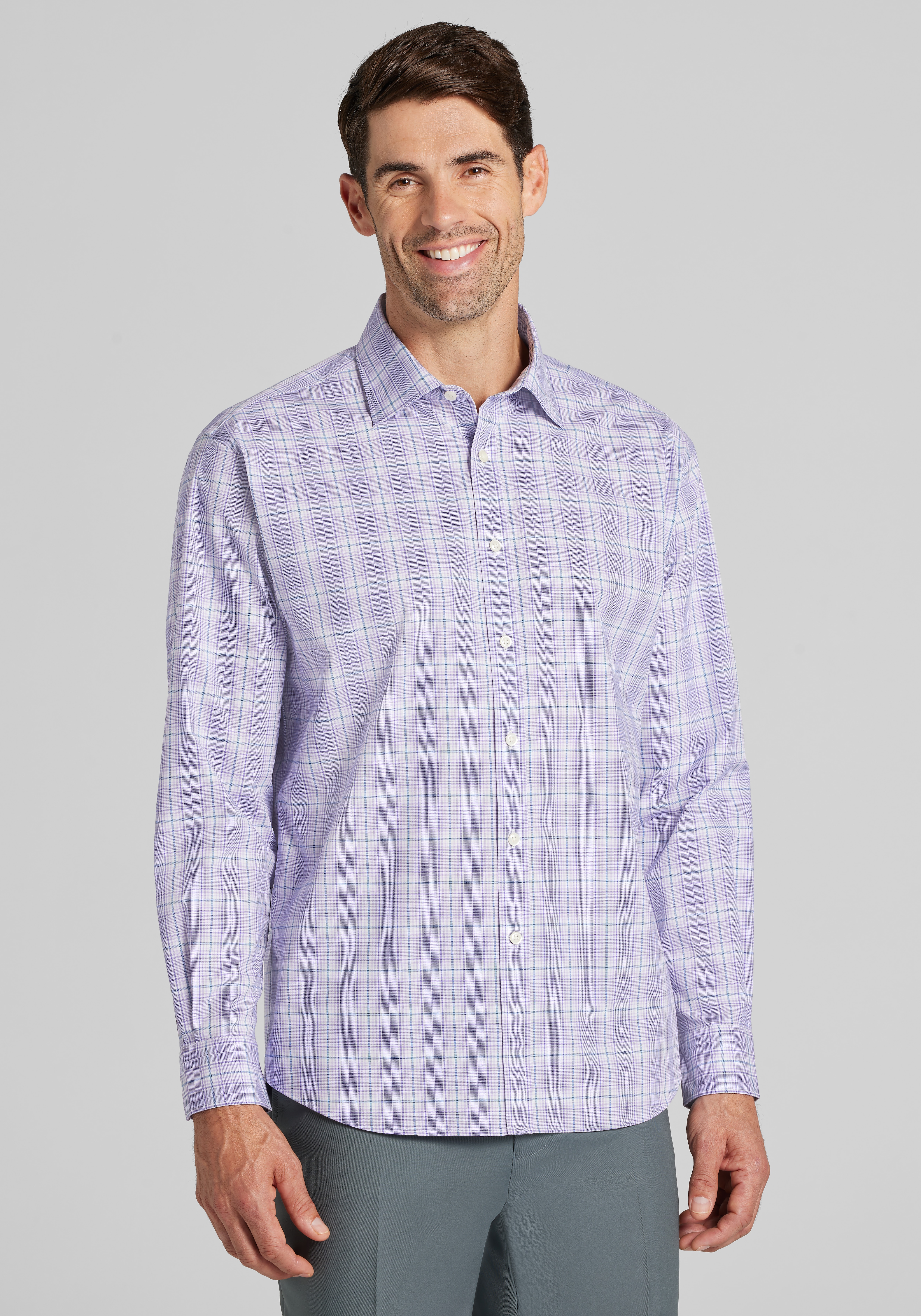Men's Casual Tops, Jos. A. Bank Traditional Fit Grid Check Sportshirt - Jos A Bank