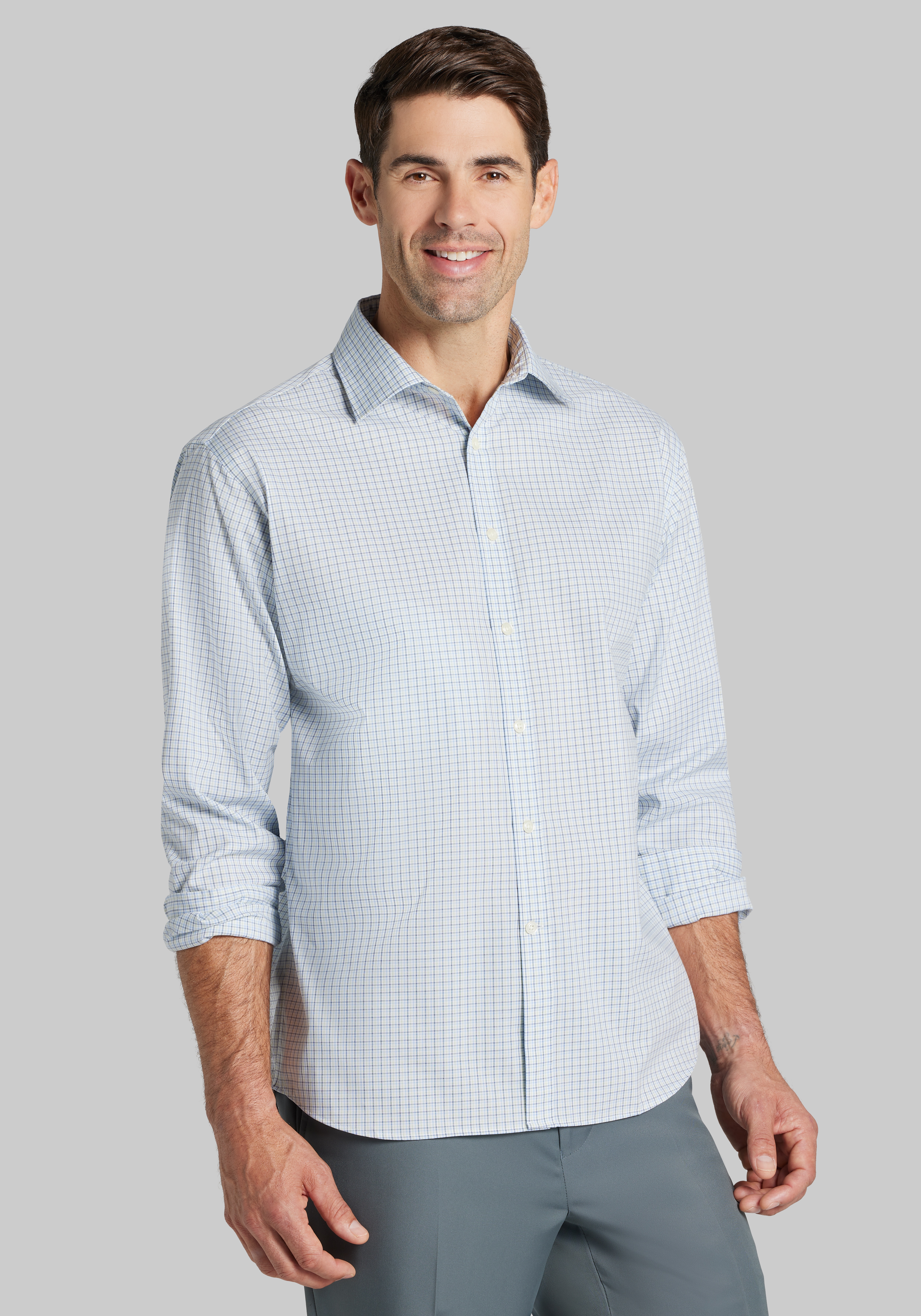 Men's Casual Tops, Jos. A. Bank Traditional Fit Mini Check Sportshirt - Jos A Bank