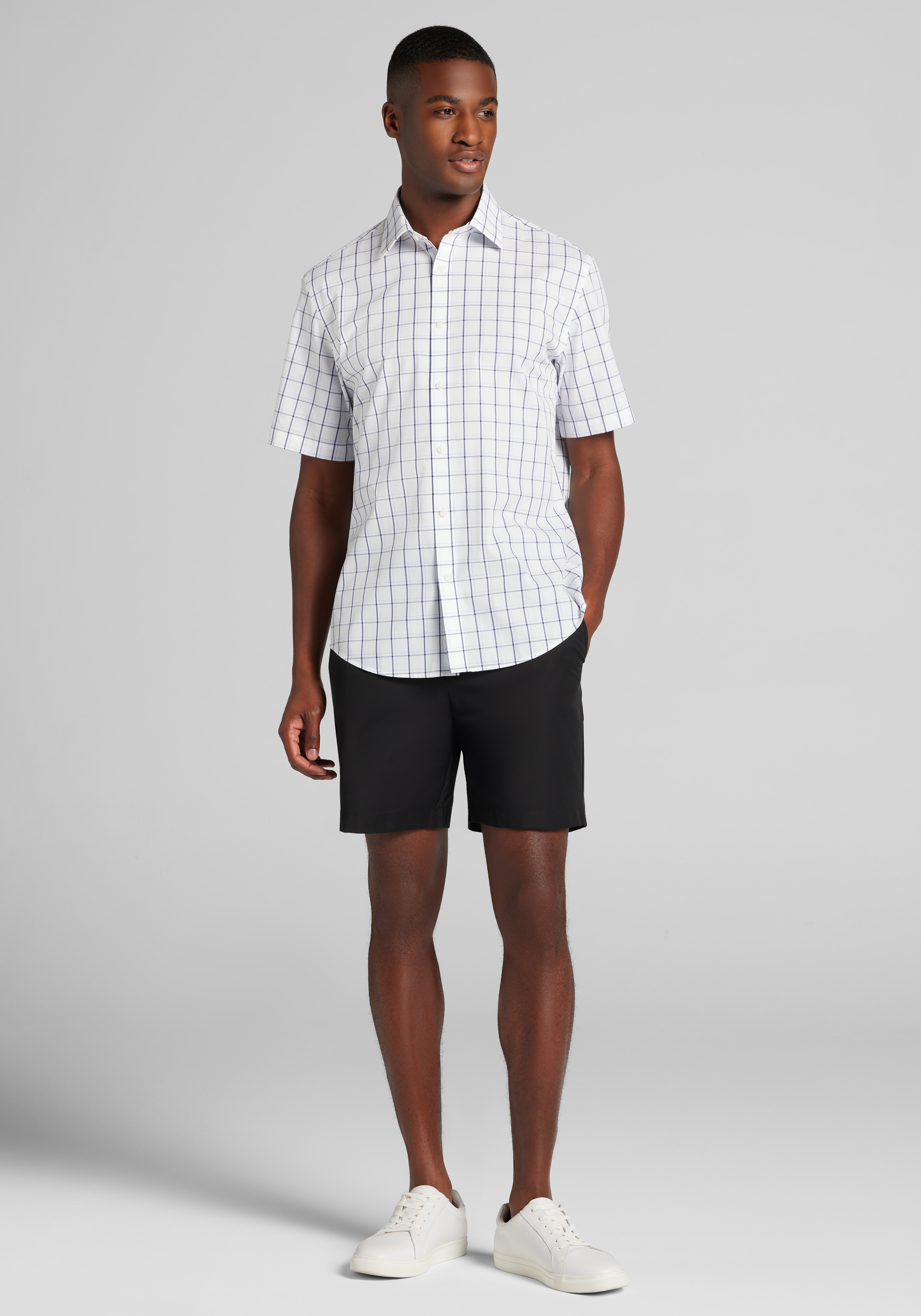 1905 Collection Tailored Fit Bold Grid Short Sleeve Sportshirt