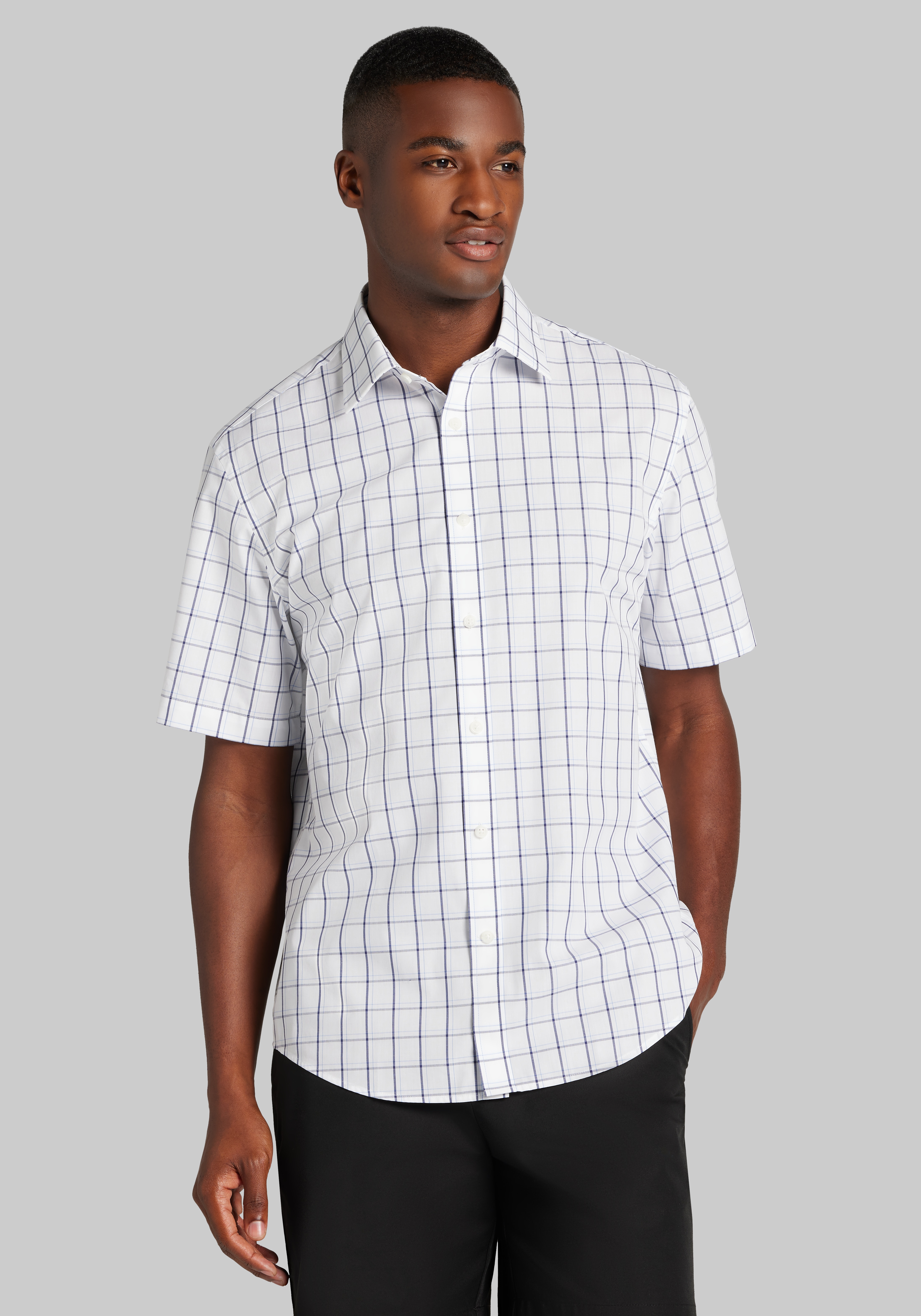 Men's Sale & Clearance, 1905 Collection Tailored Fit Bold Grid Short Sleeve Sportshirt - Jos A Bank