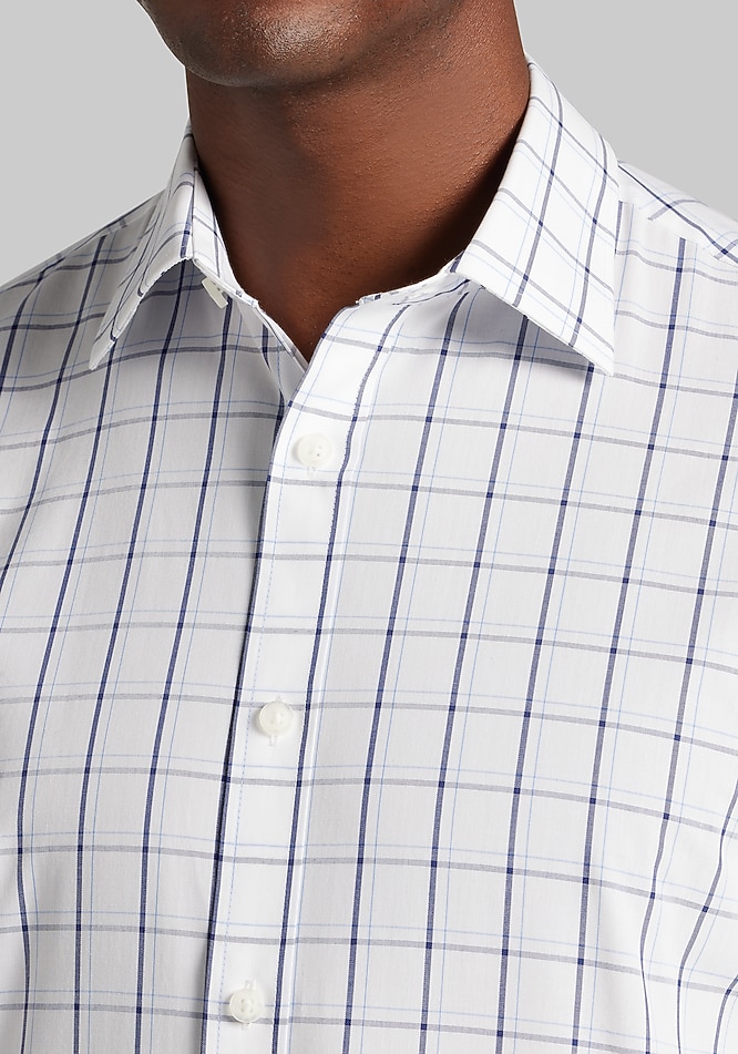 big and tall short sleeve dress shirt Men's Big & Tall 1905 Collection Tailored Fit Bold Grid Short Sleeve Button Up Shirt at Jos. A. Bank, Cream/White, Size 3 X Big