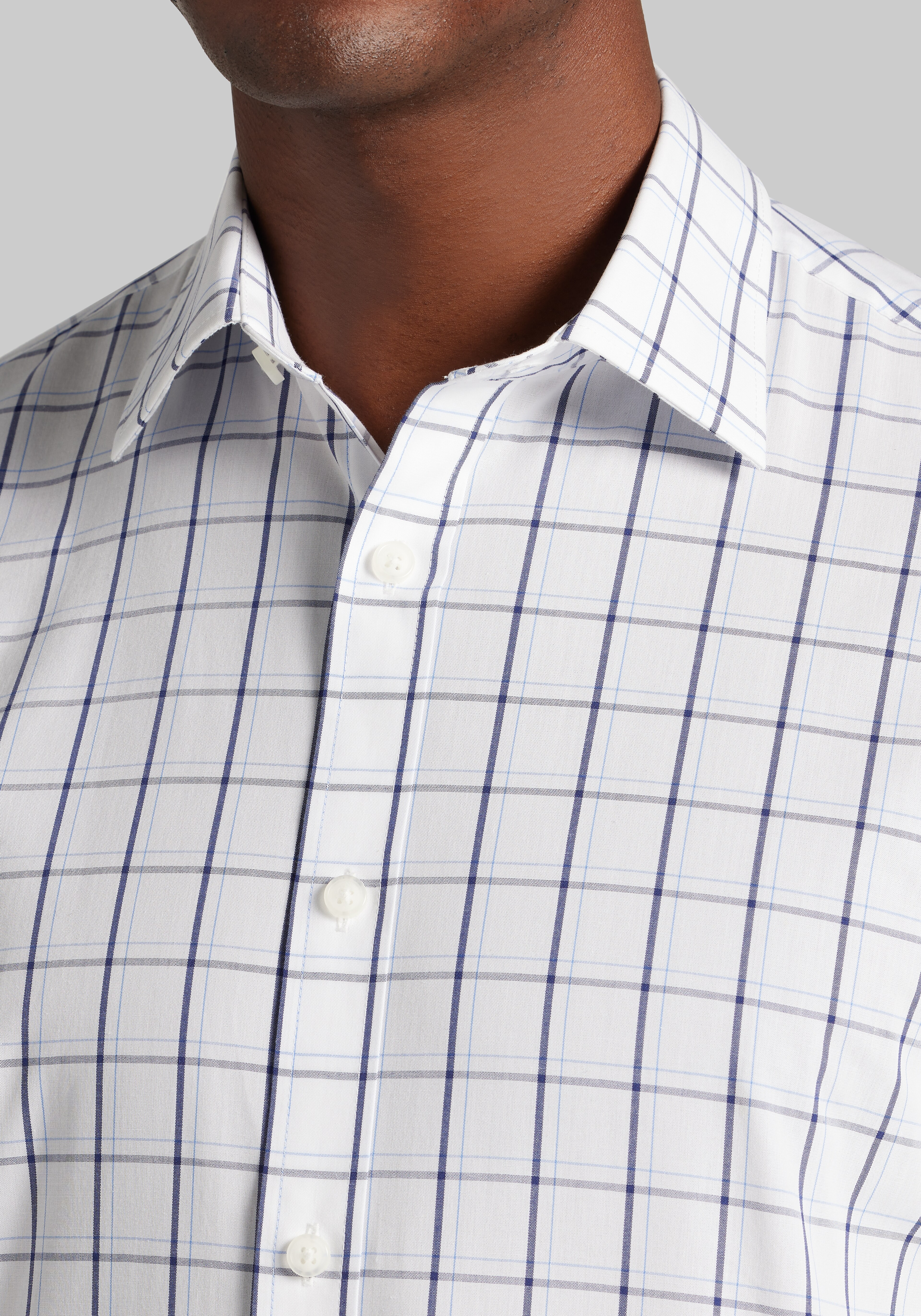 1905 Collection Tailored Fit Bold Grid Short Sleeve Button Up Shirt - Big & Tall CLEARANCE