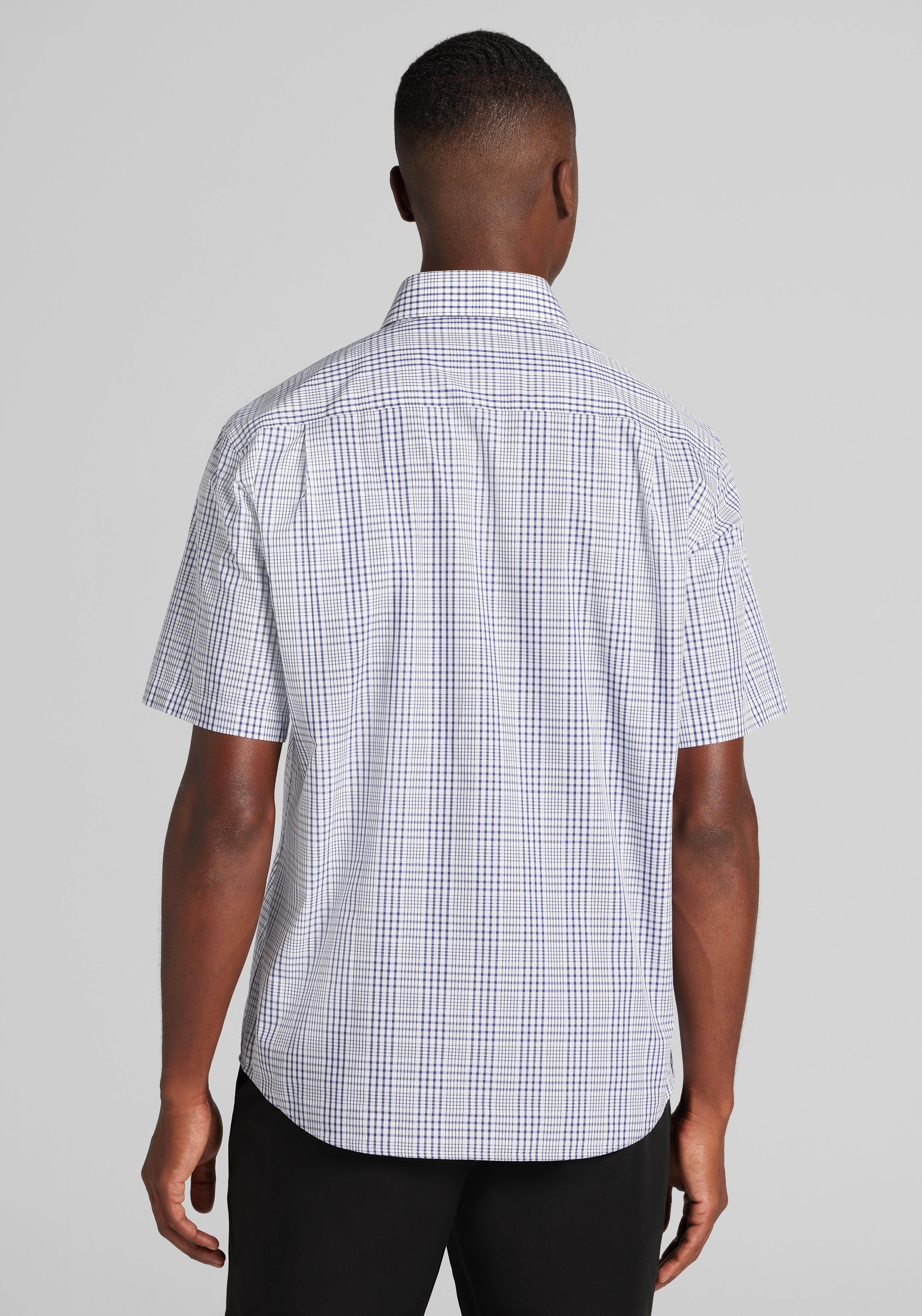 1905 Collection Tailored Fit Medium Plaid Short Sleeve Sportshirt