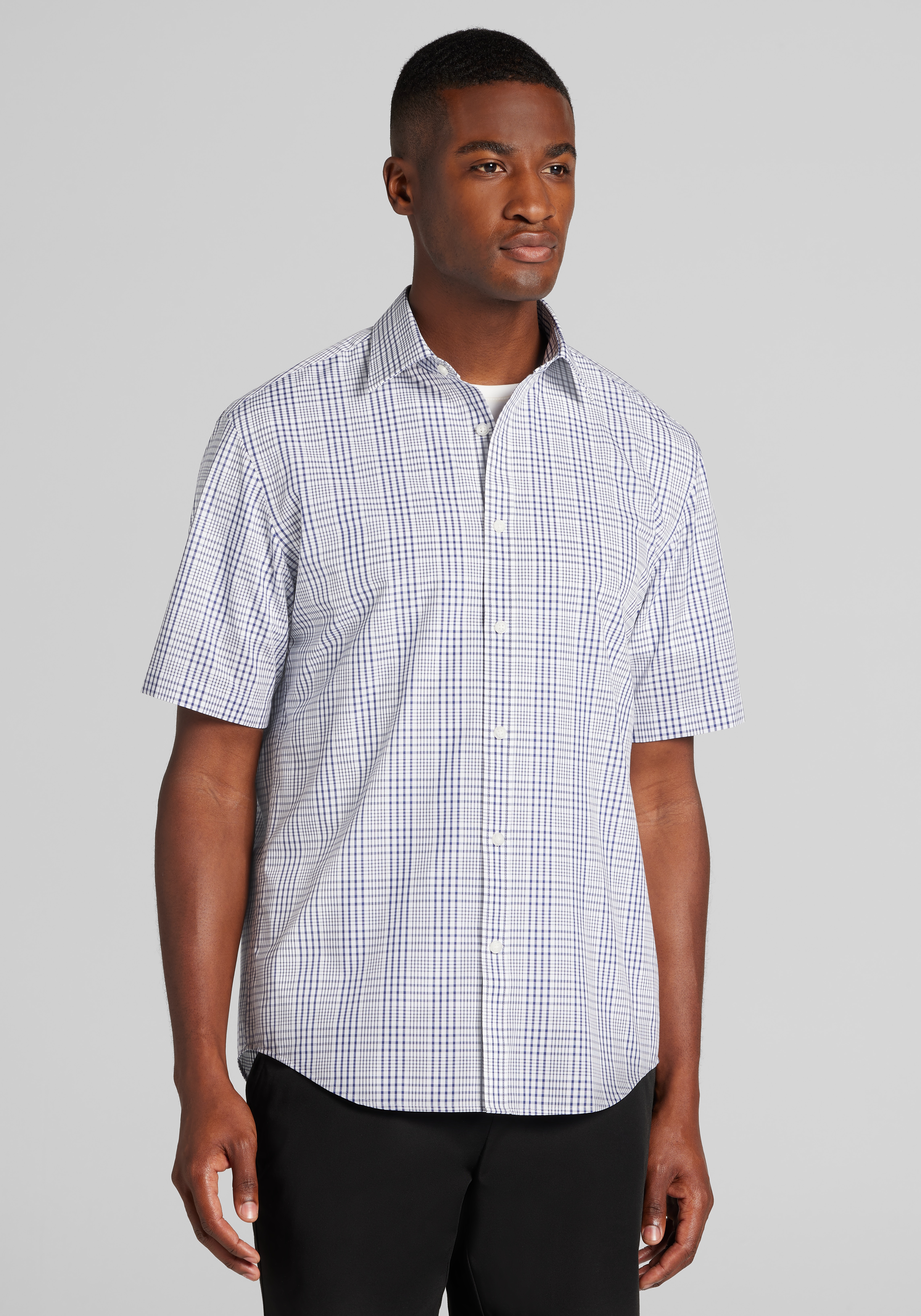Men's Sale & Clearance, 1905 Collection Tailored Fit Medium Plaid Short Sleeve Sportshirt - Jos A Bank