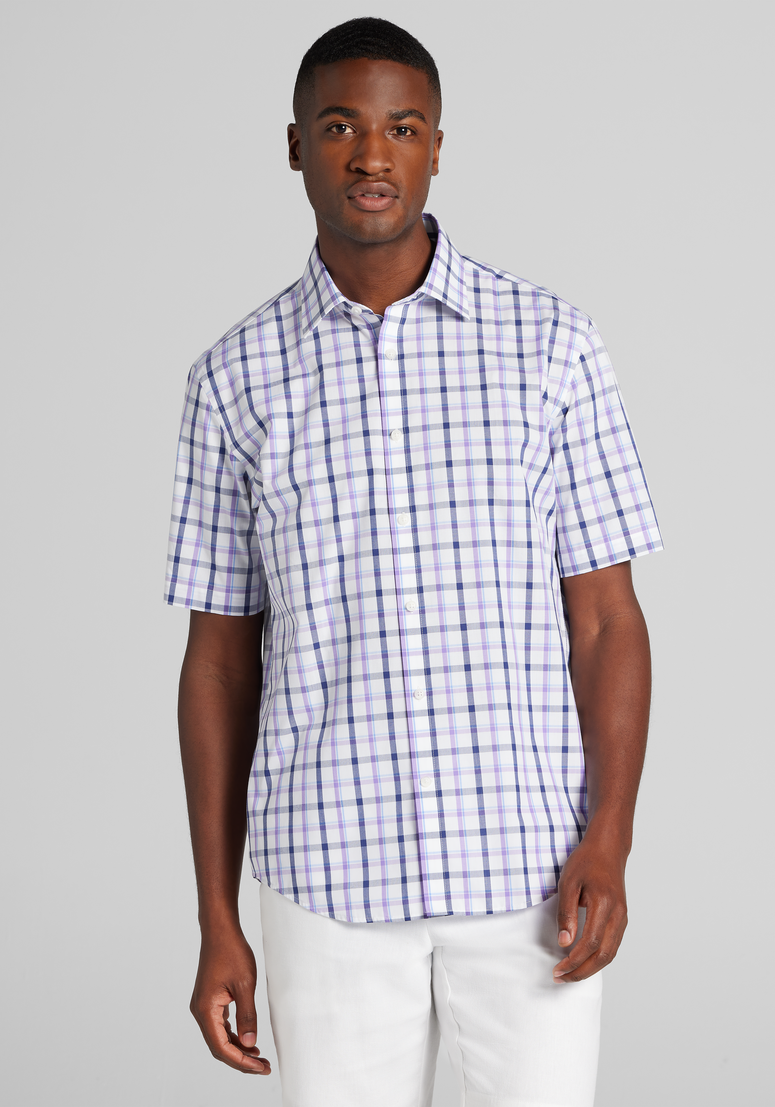 Men's Sale & Clearance, 1905 Collection Tailored Fit Large Plaid Short Sleeve Sportshirt - Jos A Bank