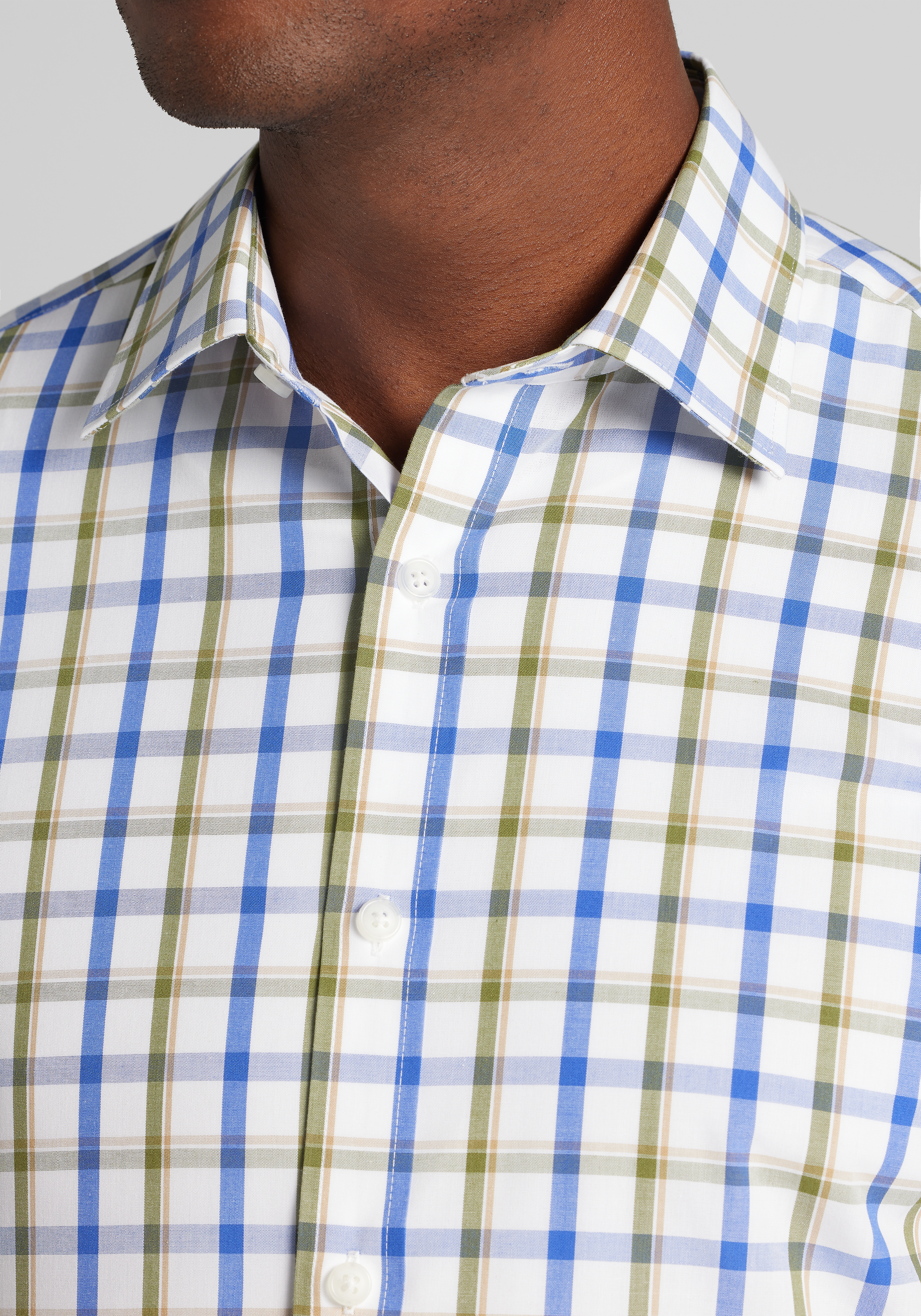 1905 Collection Tailored Fit Large Plaid Short Sleeve Sportshirt