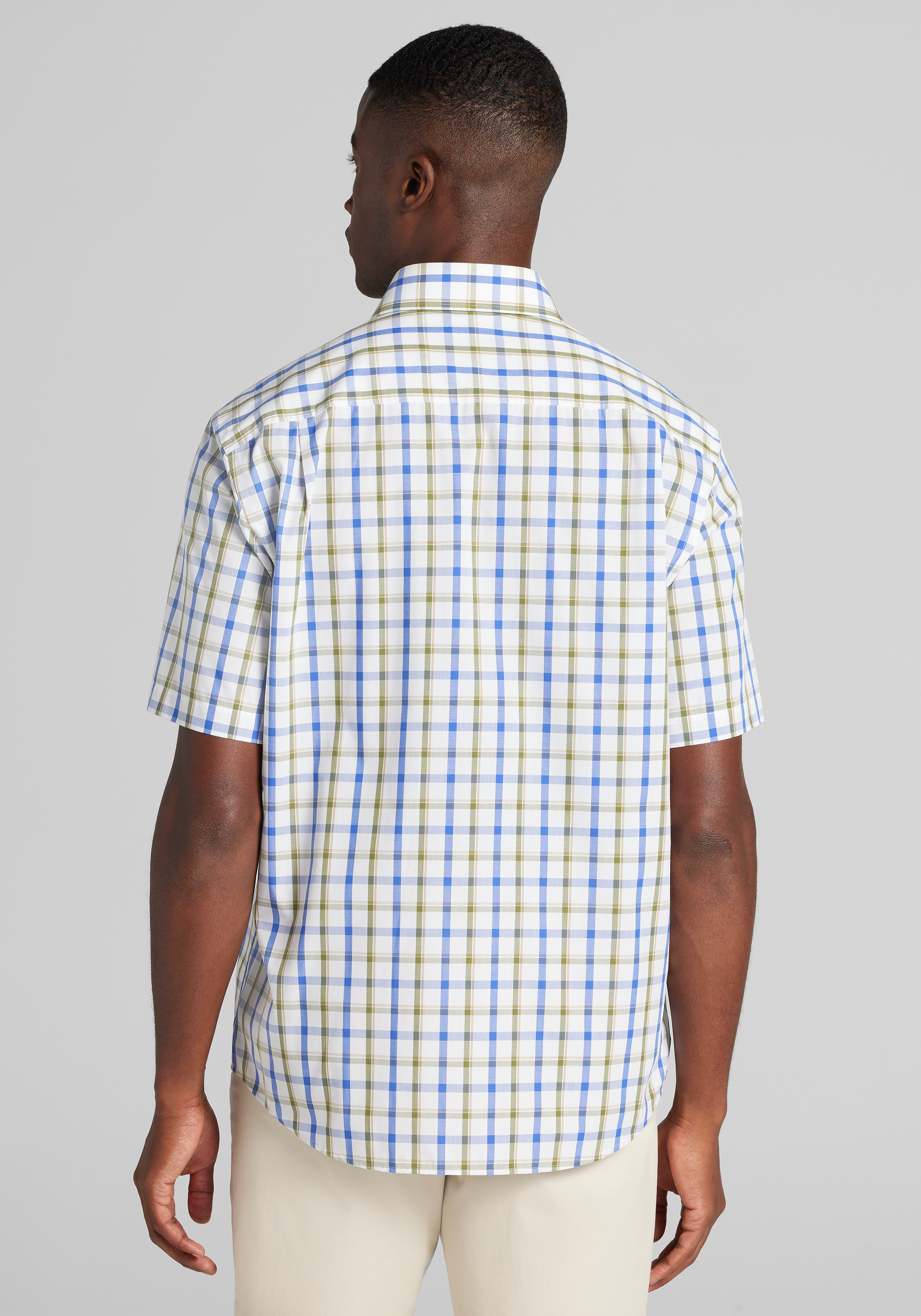 1905 Collection Tailored Fit Large Plaid Short Sleeve Sportshirt