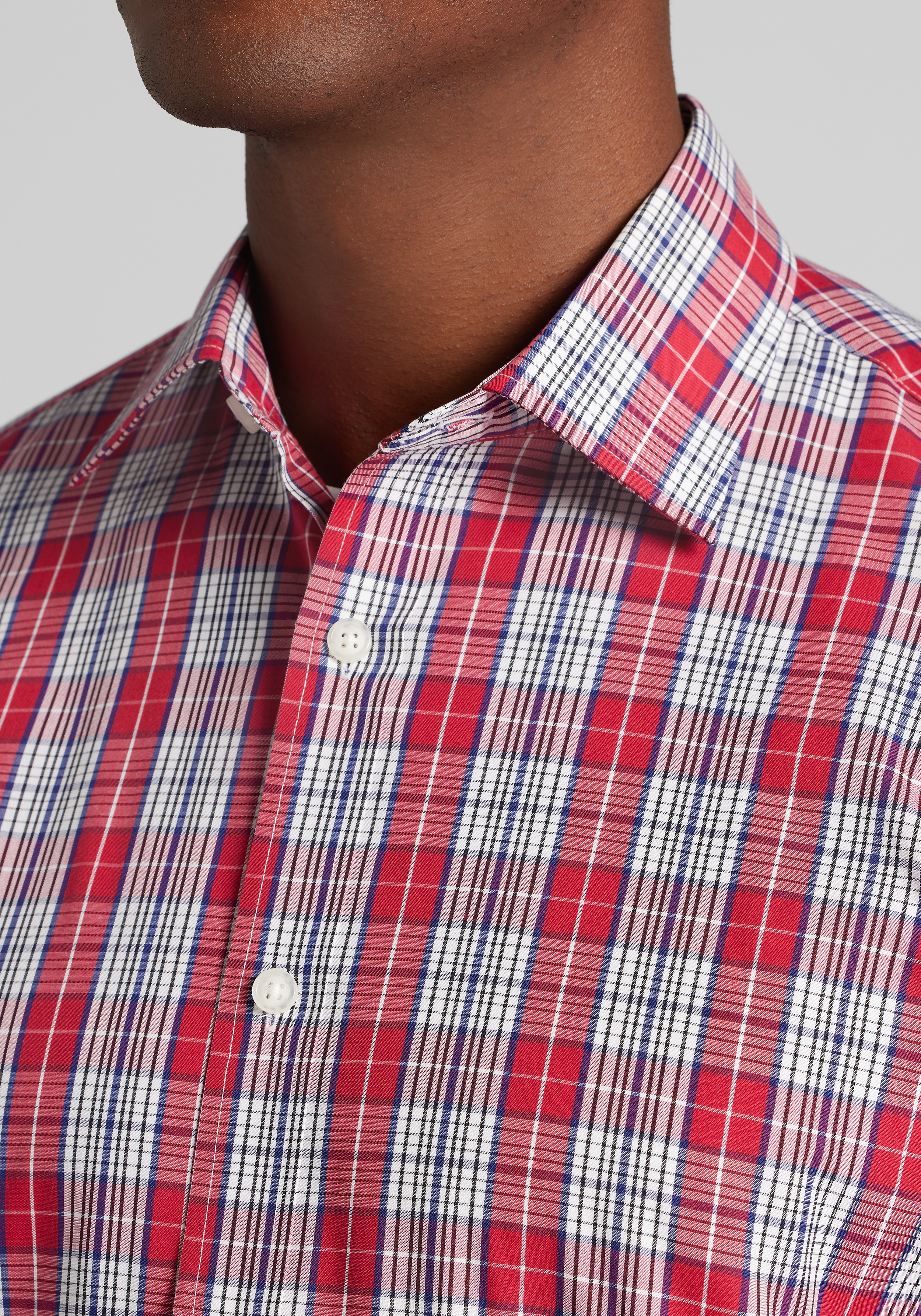 1905 Collection Tailored Fit Plaid Short Sleeve Sportshirt