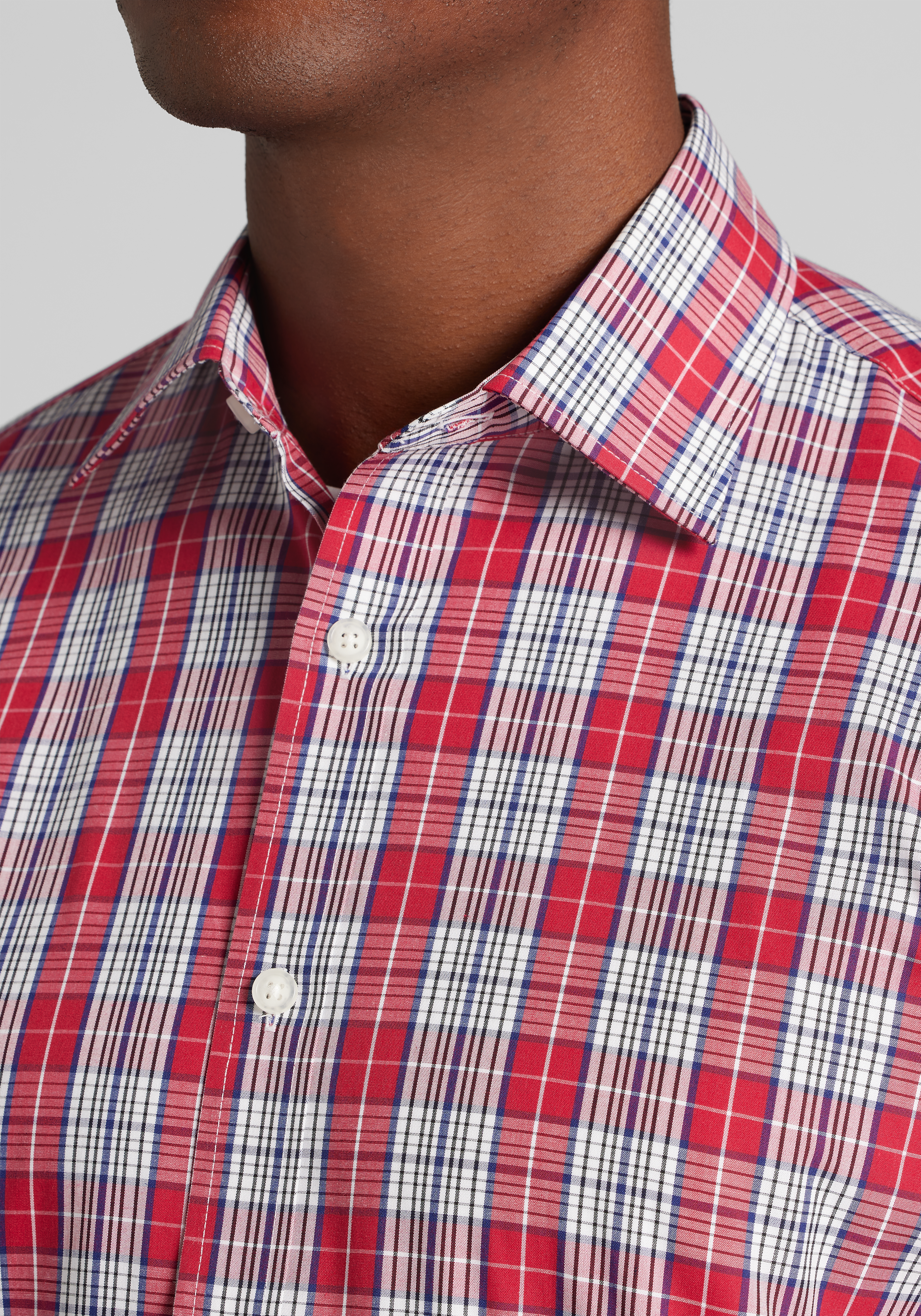 1905 Collection Tailored Fit Plaid Short Sleeve Button Up Shirt - Big & Tall CLEARANCE