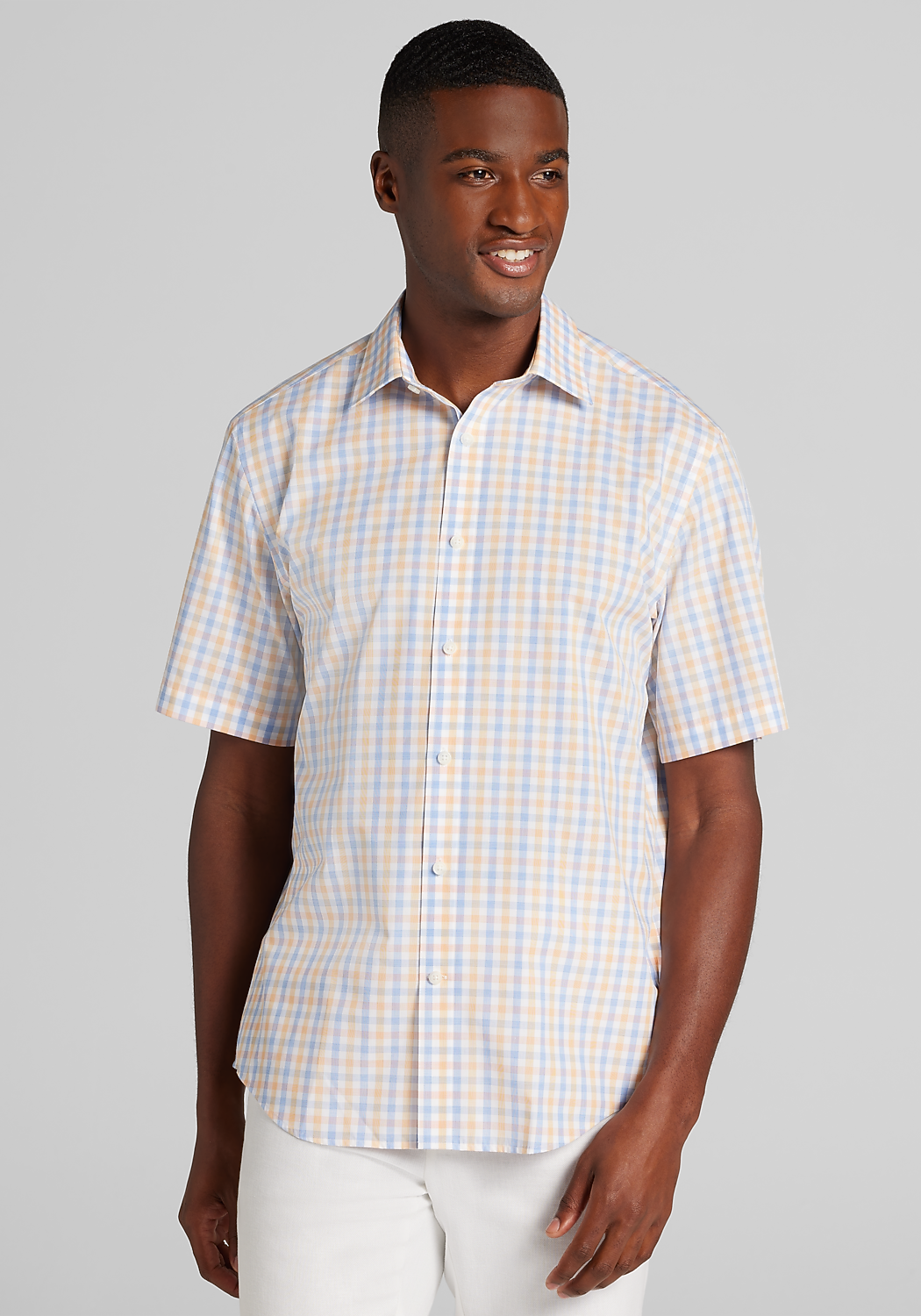 1905 Collection Tailored Fit Multi Gingham Short Sleeve Sportshirt