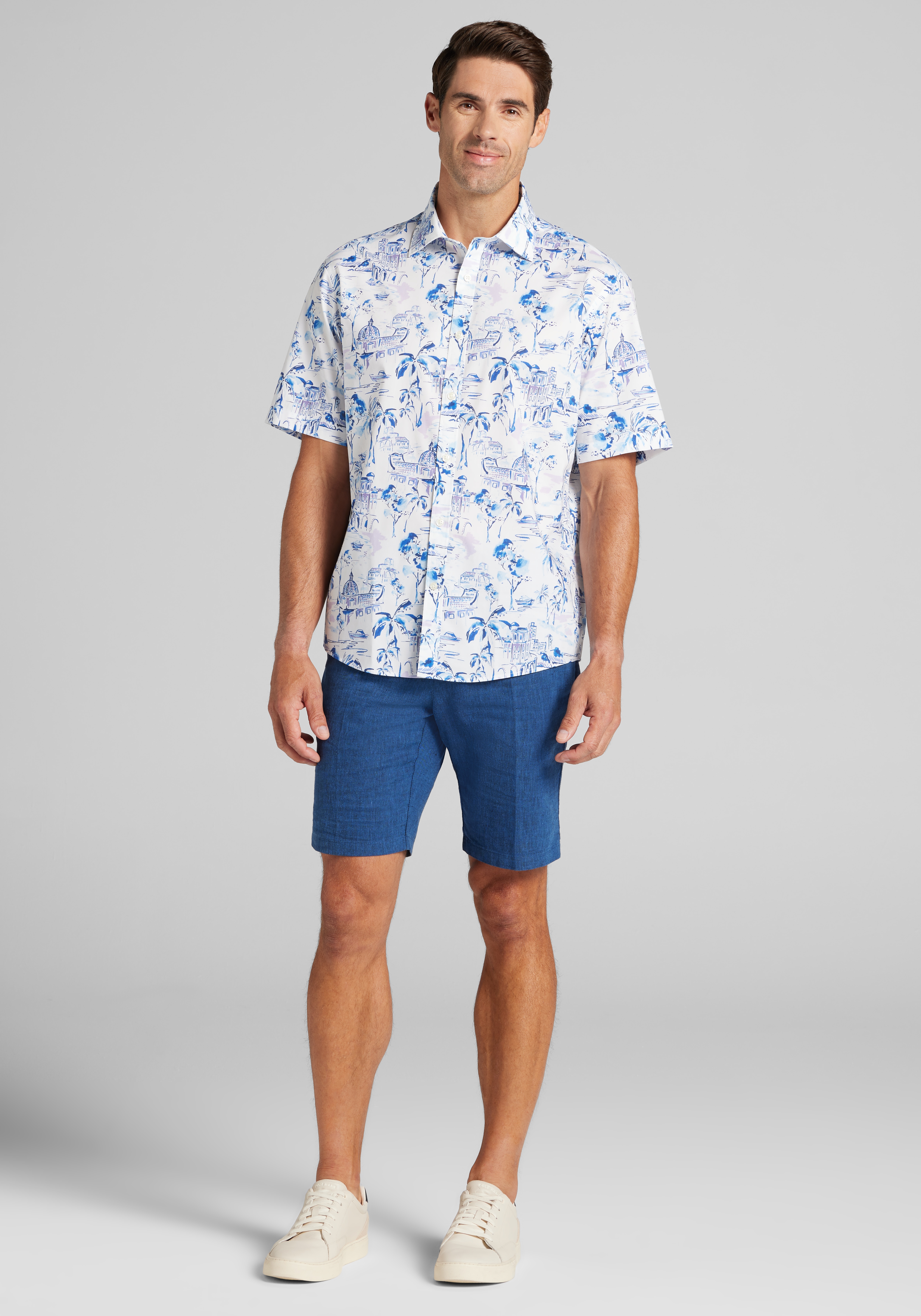Jos. A. Bank Traditional Fit Mykonos Short Sleeve Sportshirt