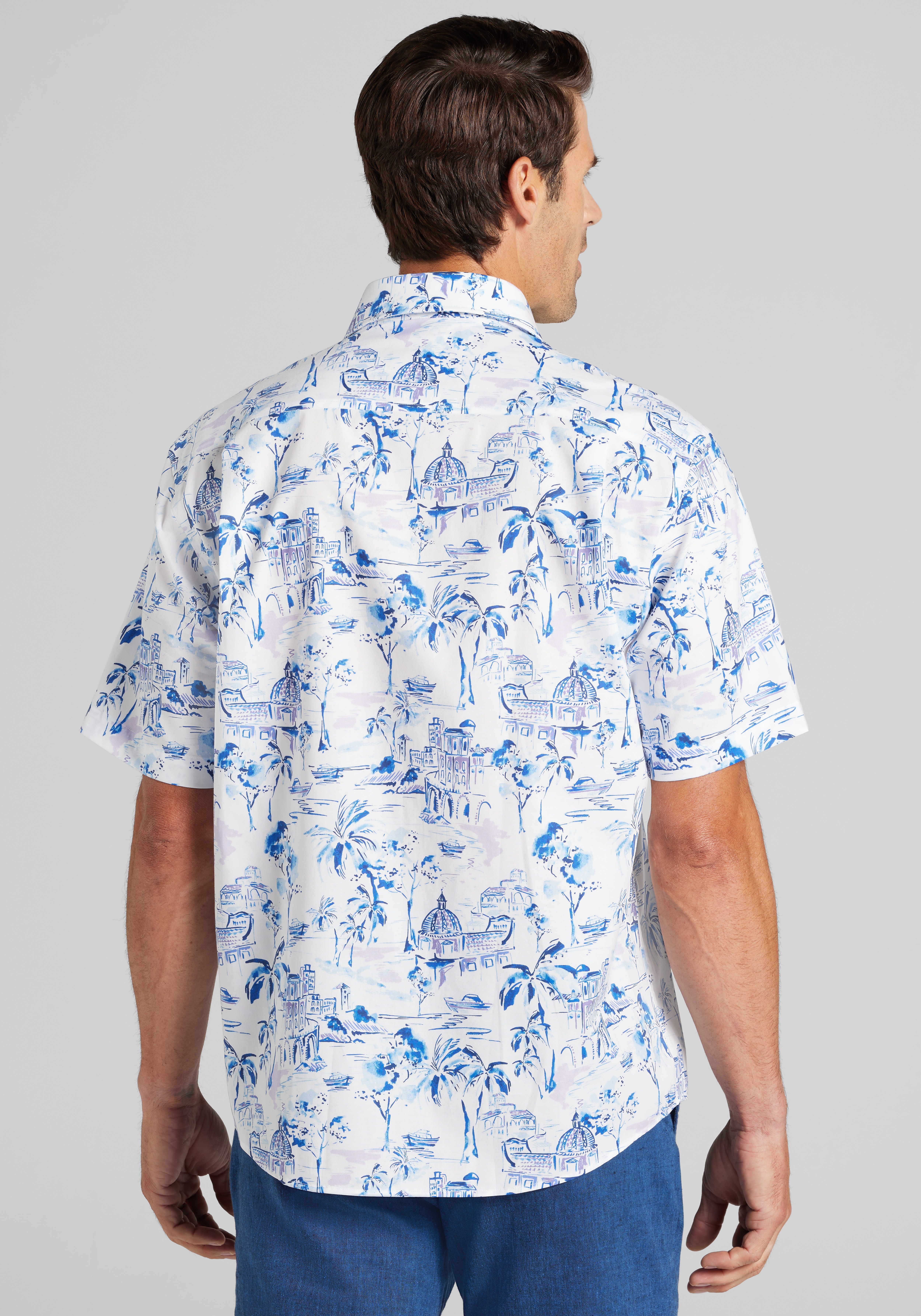 Jos. A. Bank Traditional Fit Mykonos Short Sleeve Sportshirt