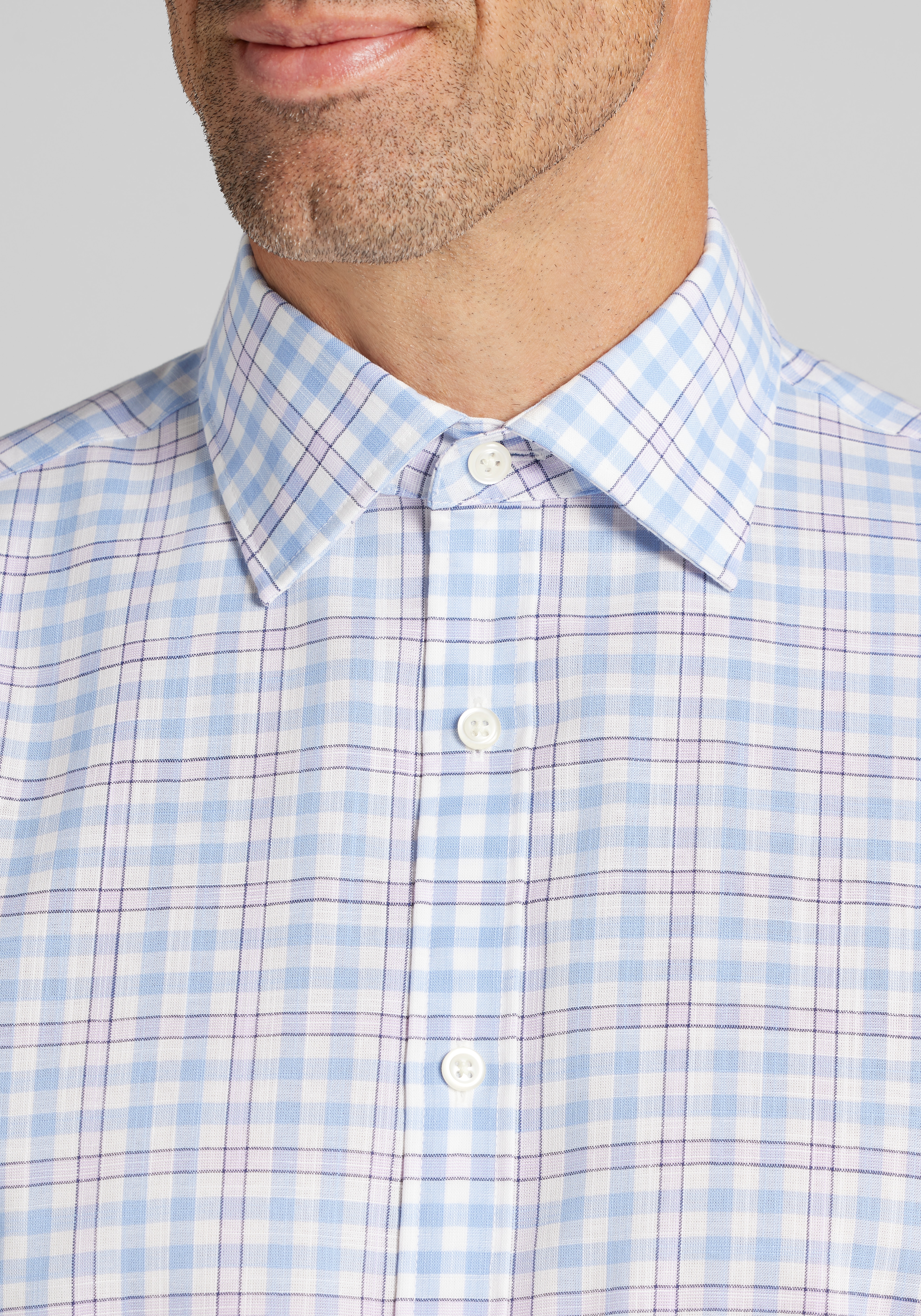 Jos. A. Bank Traditional Fit Check Short Sleeve Sportshirt
