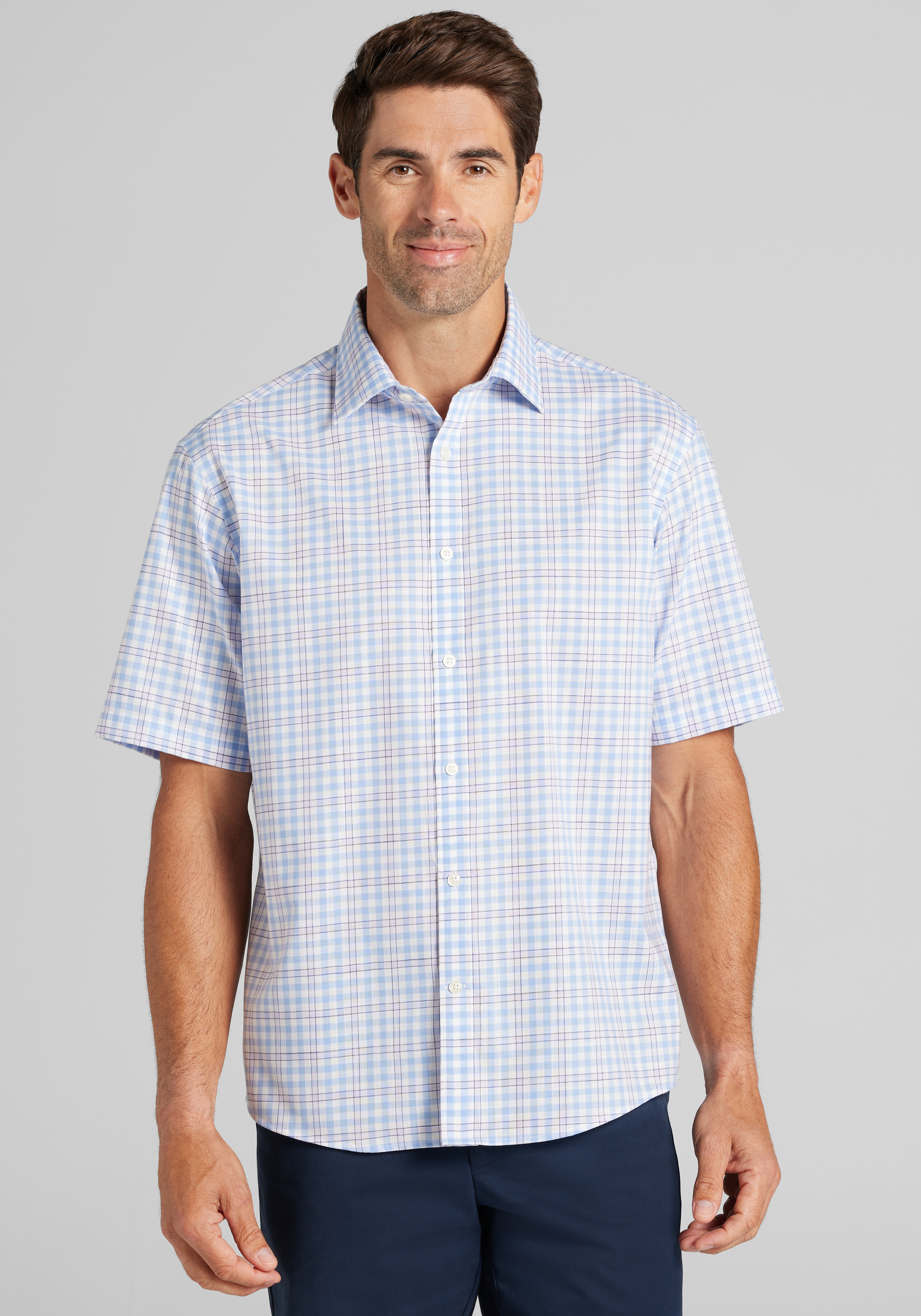 Men's New!, Jos. A. Bank Traditional Fit Check Short Sleeve Sportshirt - Jos A Bank