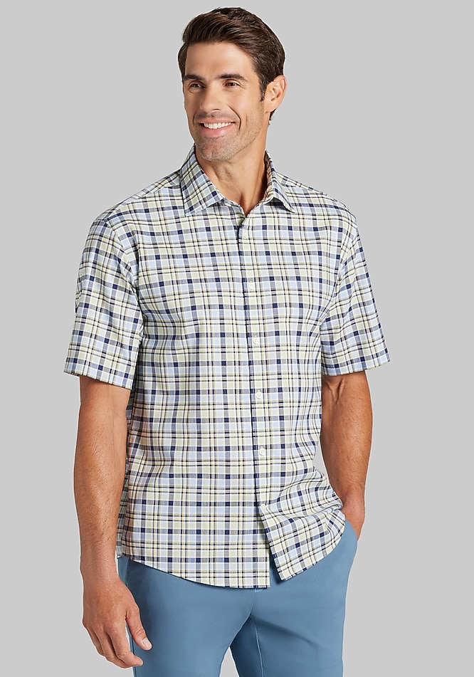 jos a bank short sleeve dress shirts Jos. A. Bank Tailored Fit Mykonos Short Sleeve Button Up Shirt - Big & Tall  - New Arrivals