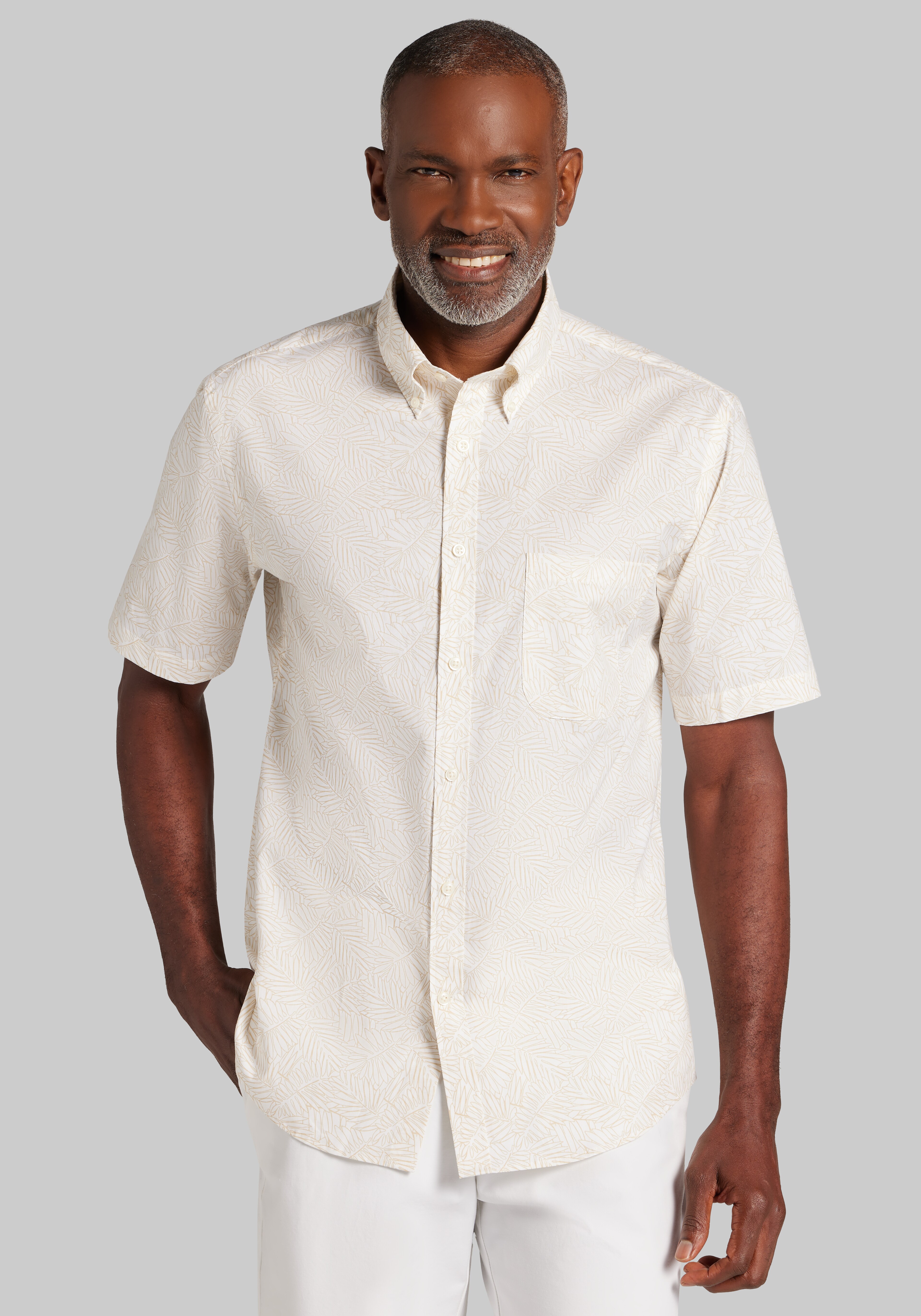 Jos. A. Bank Tailored Fit Fern Short Sleeve Button Up Shirt - Big & Tall CLEARANCE