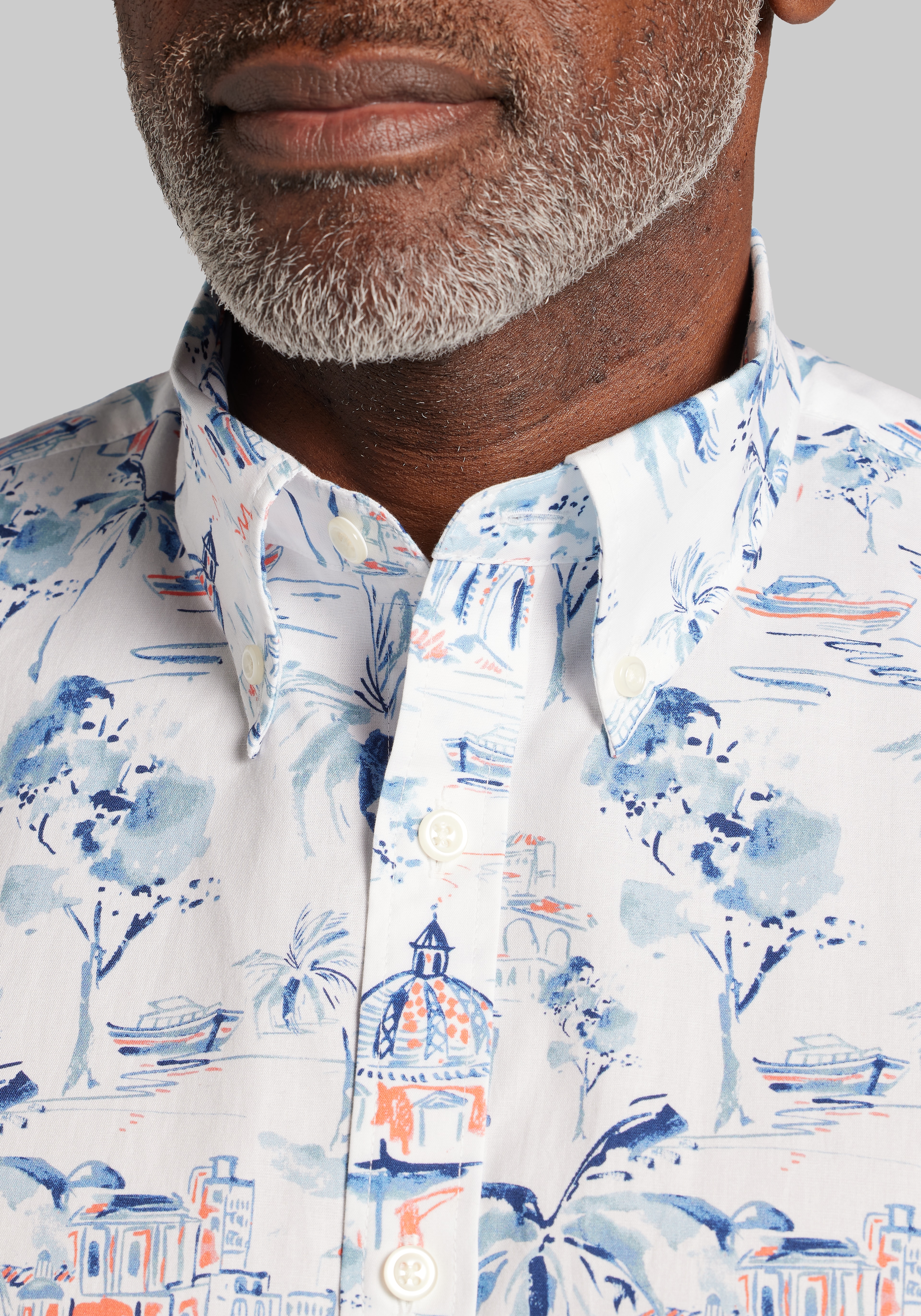 Jos. A. Bank Tailored Fit Mykonos Short Sleeve Sportshirt