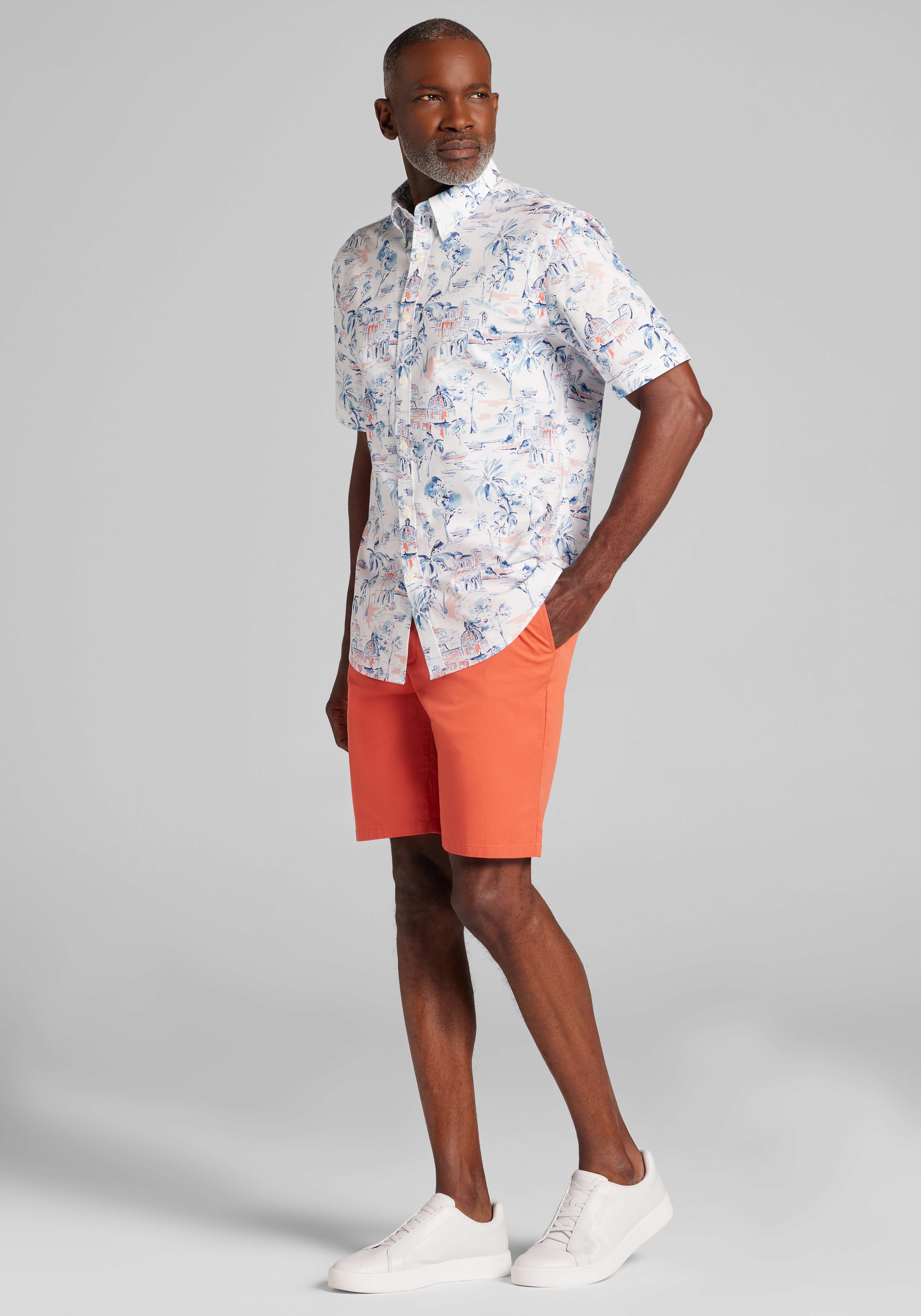 Jos. A. Bank Tailored Fit Mykonos Short Sleeve Sportshirt