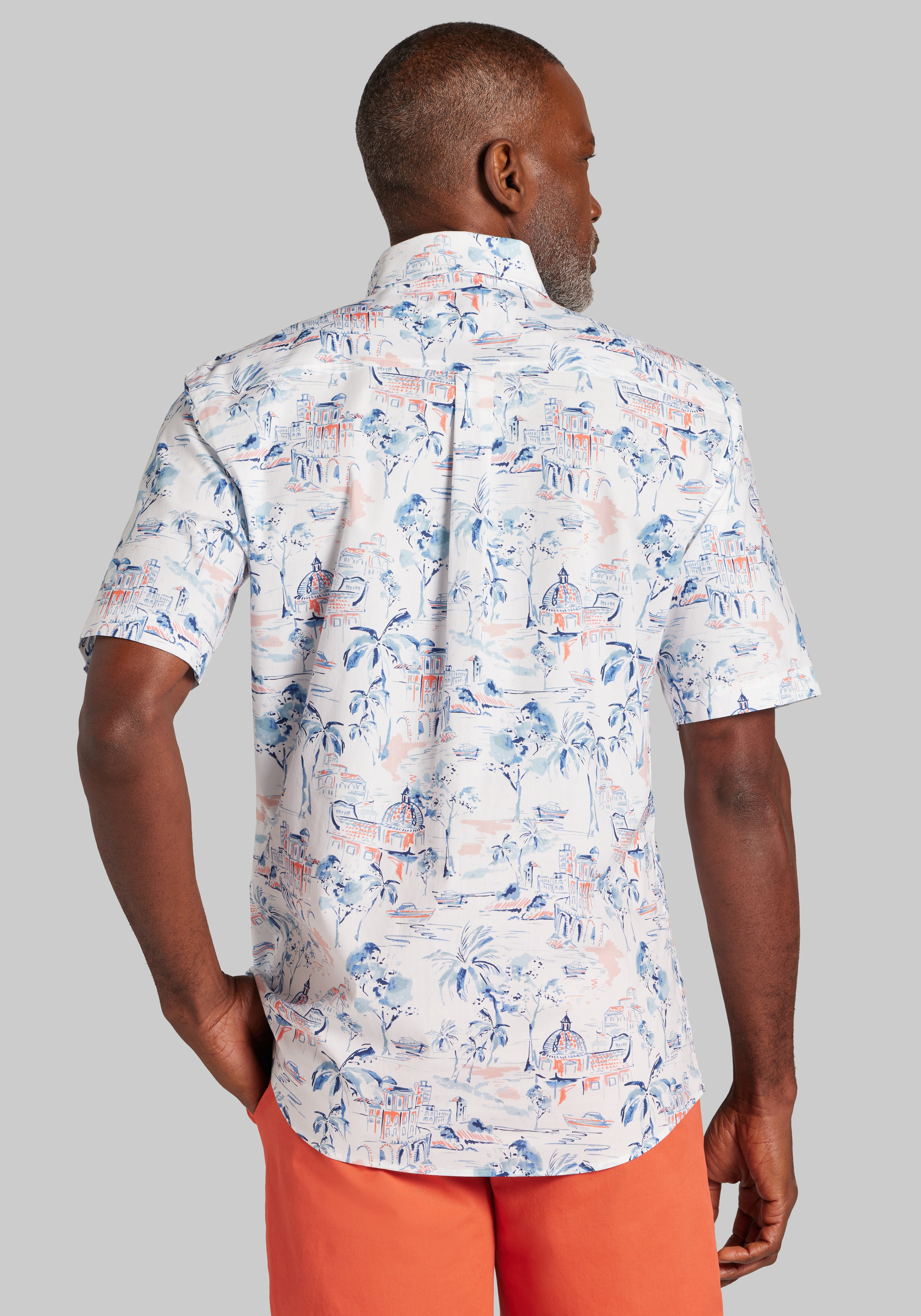 Jos. A. Bank Tailored Fit Mykonos Short Sleeve Sportshirt