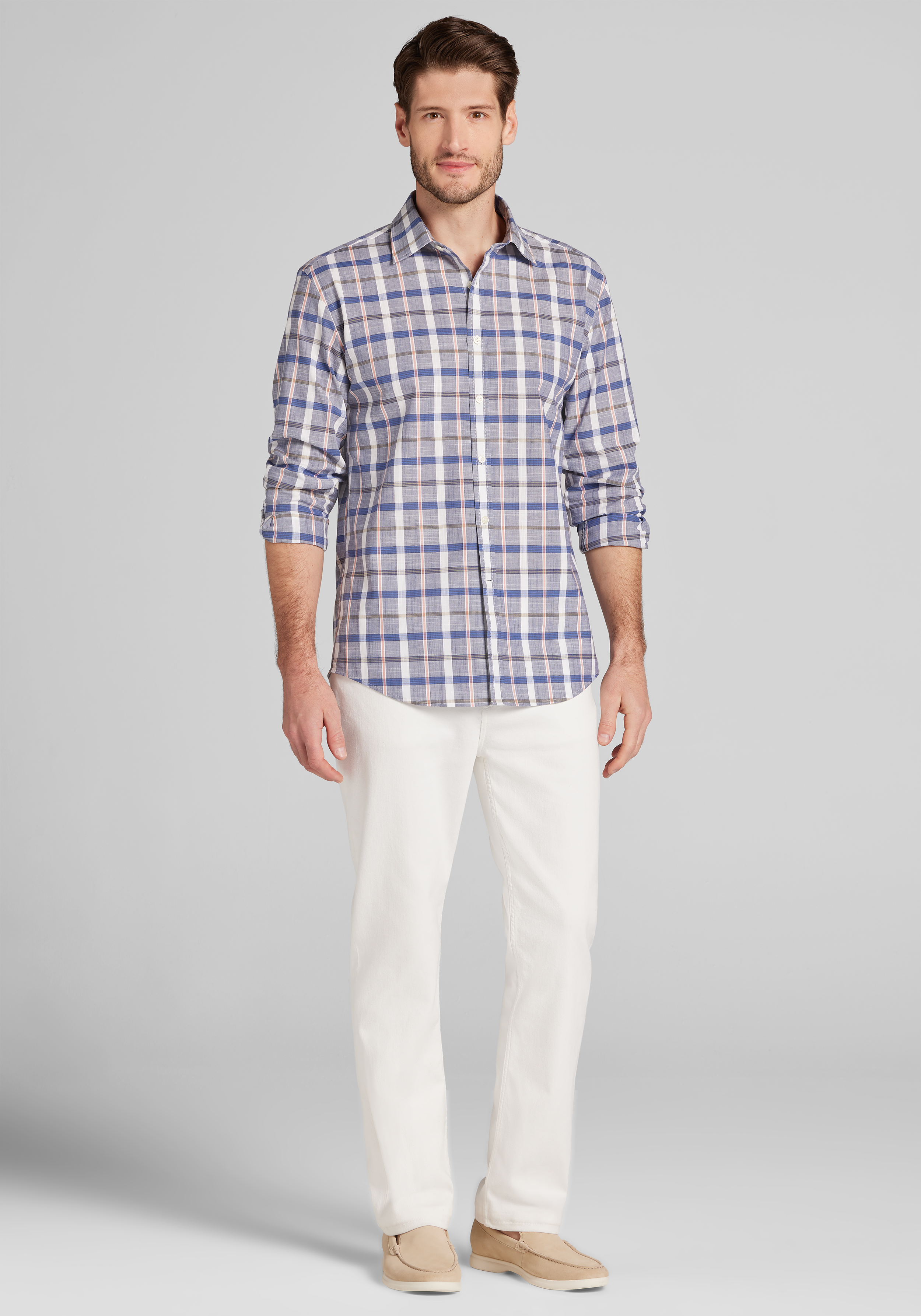 Jos. A. Bank Tailored Fit Plaid Button Up Shirt