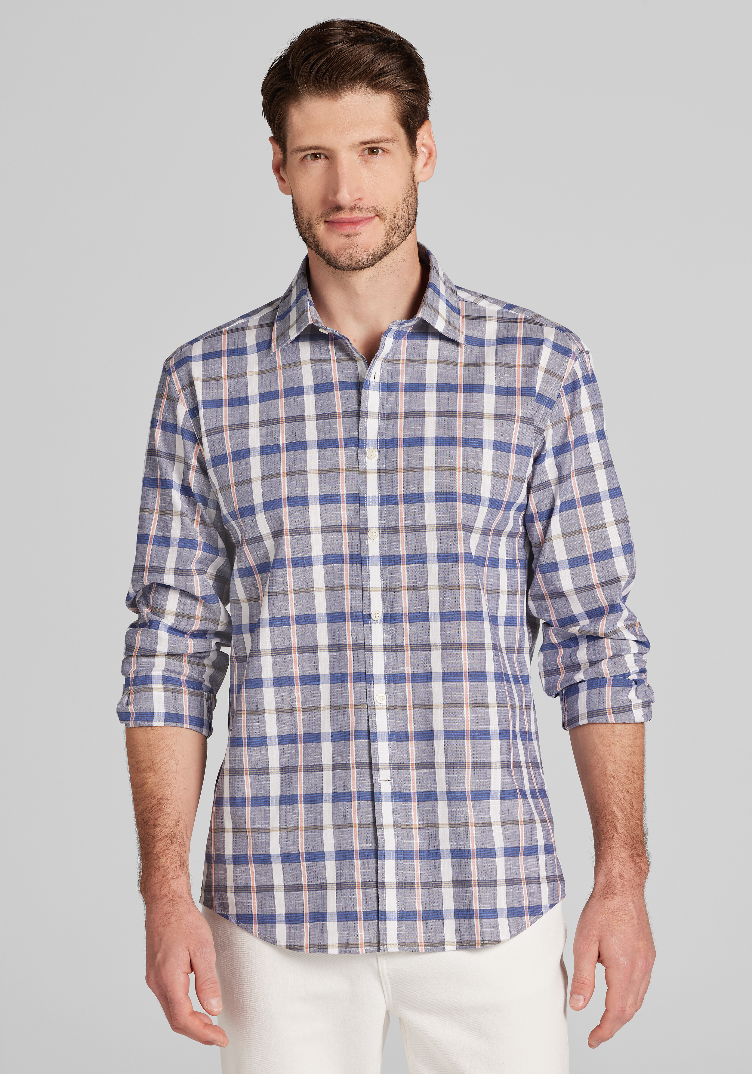 Men's New!, Jos. A. Bank Tailored Fit Plaid Sportshirt - Jos A Bank