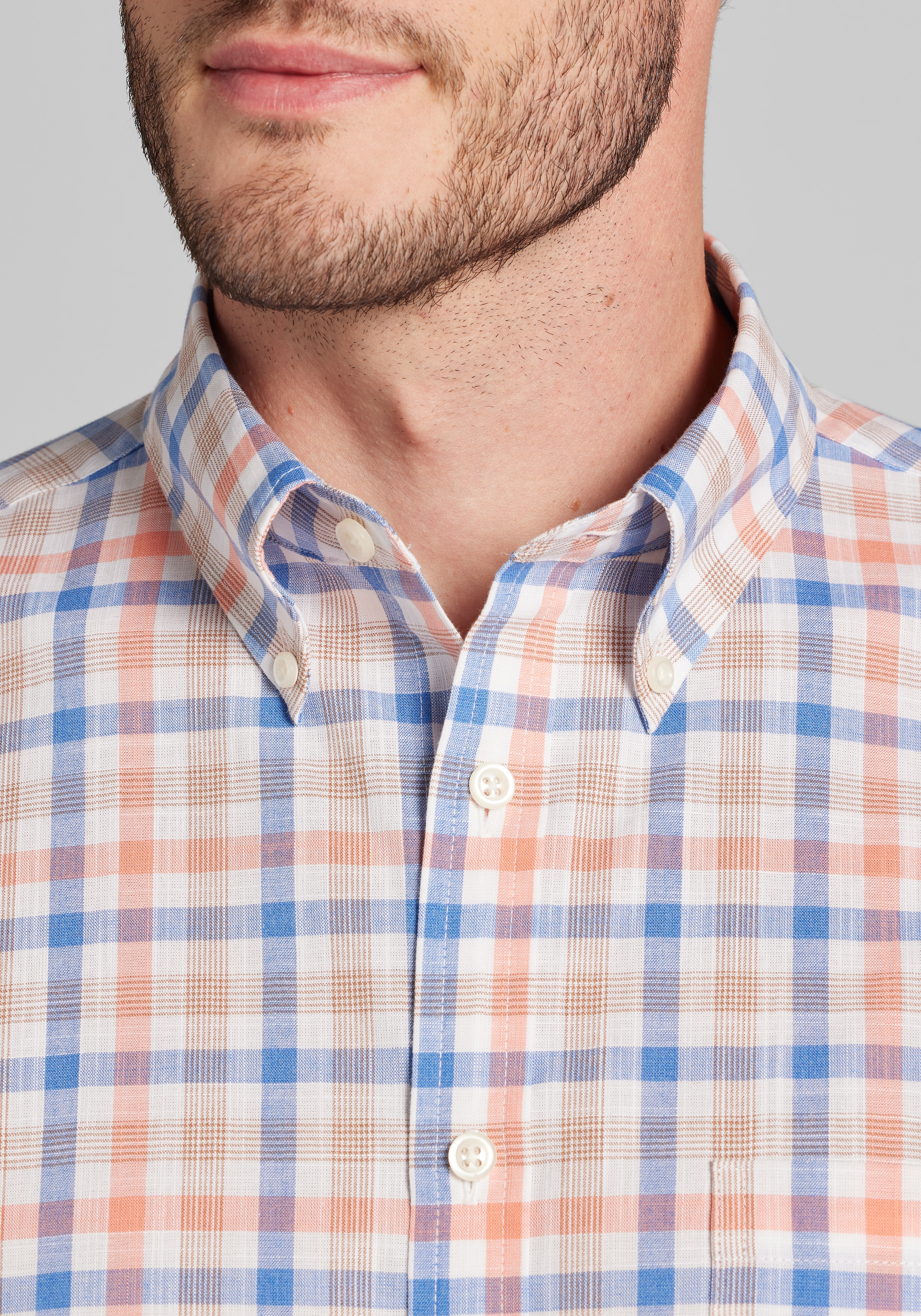 Jos. A. Bank Tailored Fit Multi Plaid Sportshirt