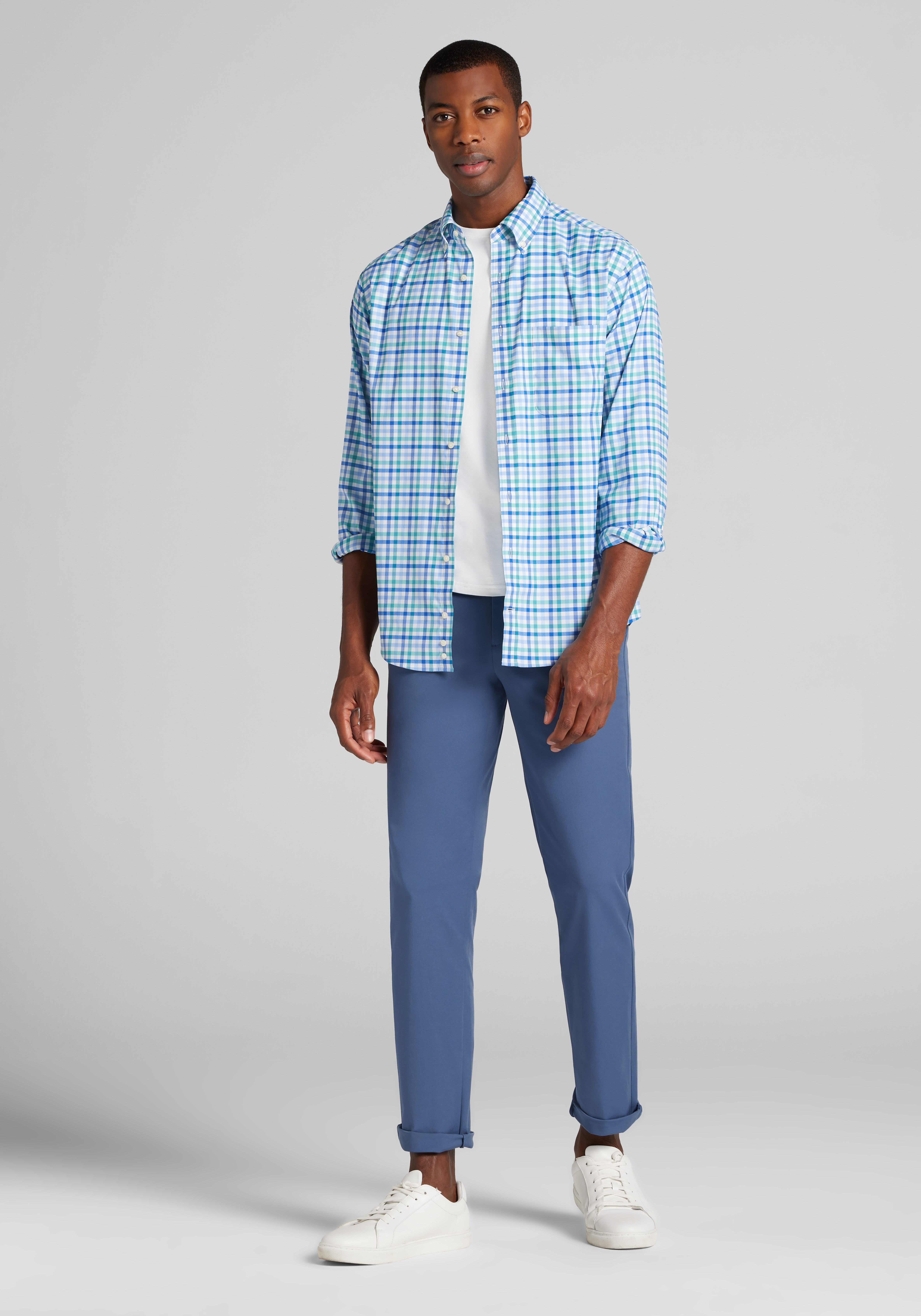 Traveler® Performance Tailored Fit Plaid Sportshirt