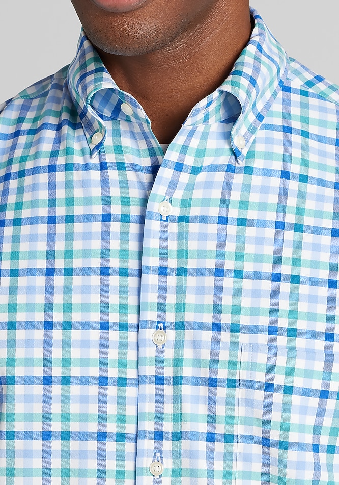 plaid button up dress shirt All-over Stretch L/S Plaid Button-down Dress Shirt - Izod Sportswear