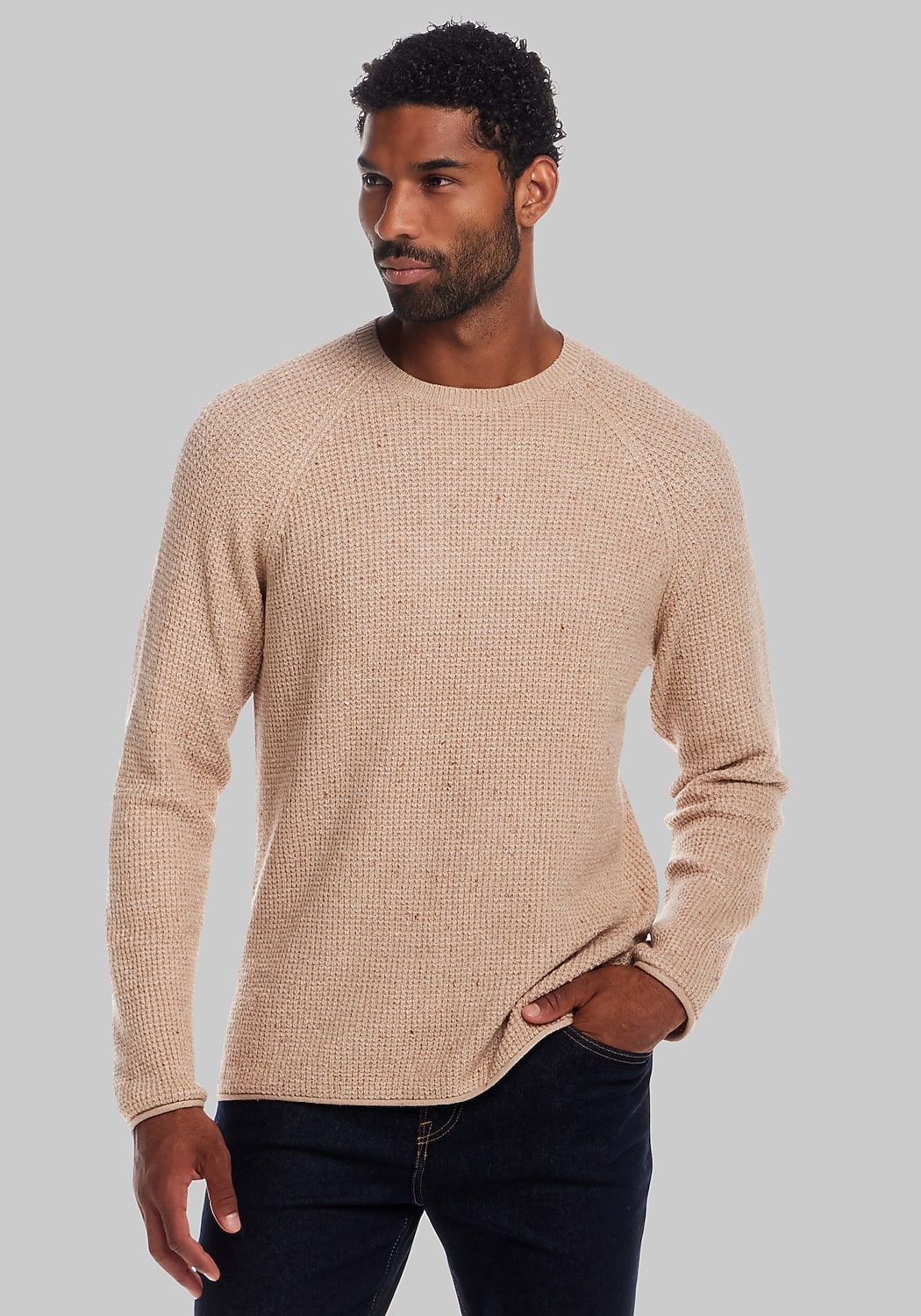 Weatherproof Vintage Traditional Fit Waffle Knit Donegal Crew Neck Sweater