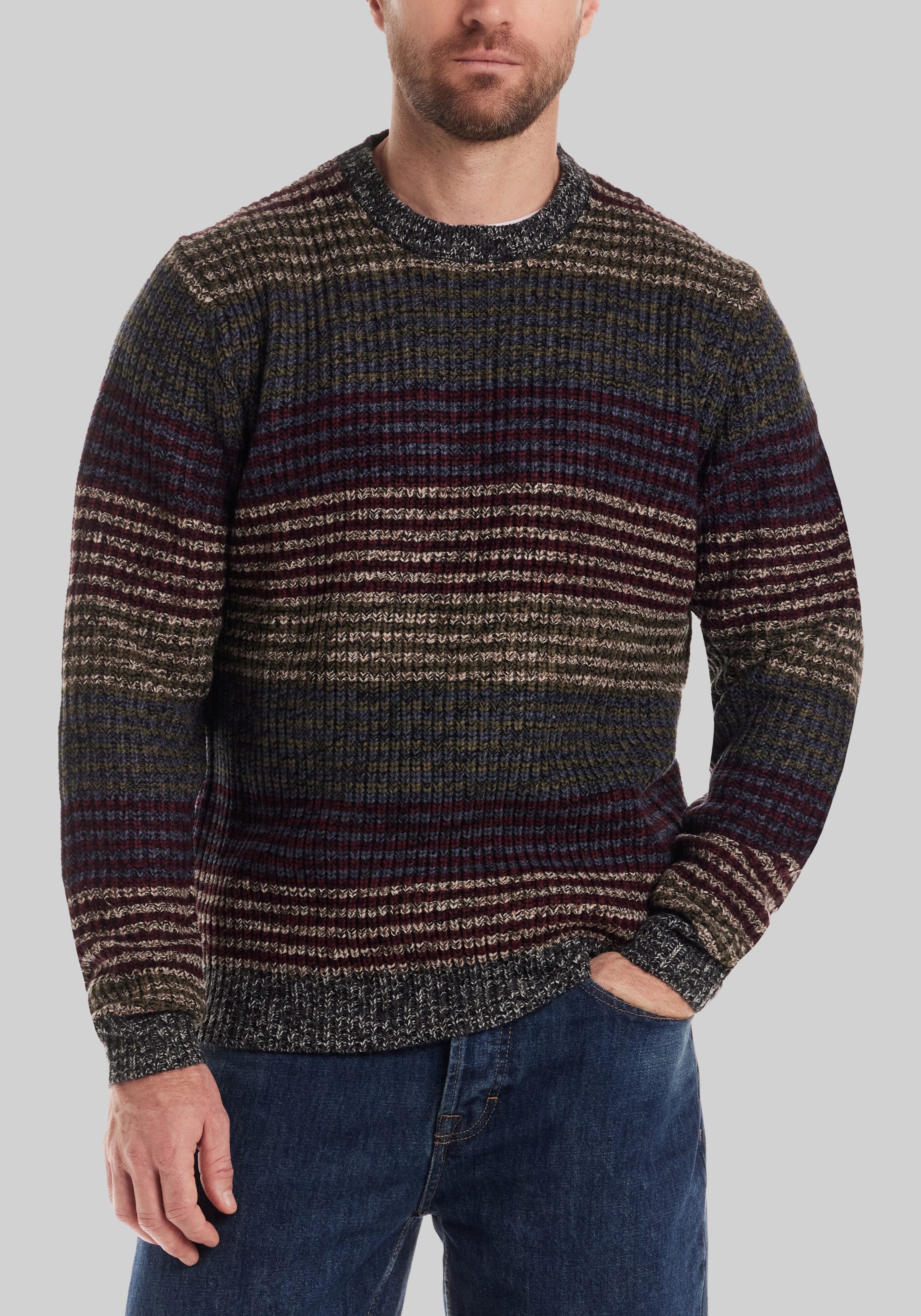 Men's Sweaters, Weatherproof Vintage Traditional Fit Mixed Stripe Crew Neck Sweater - Jos A Bank