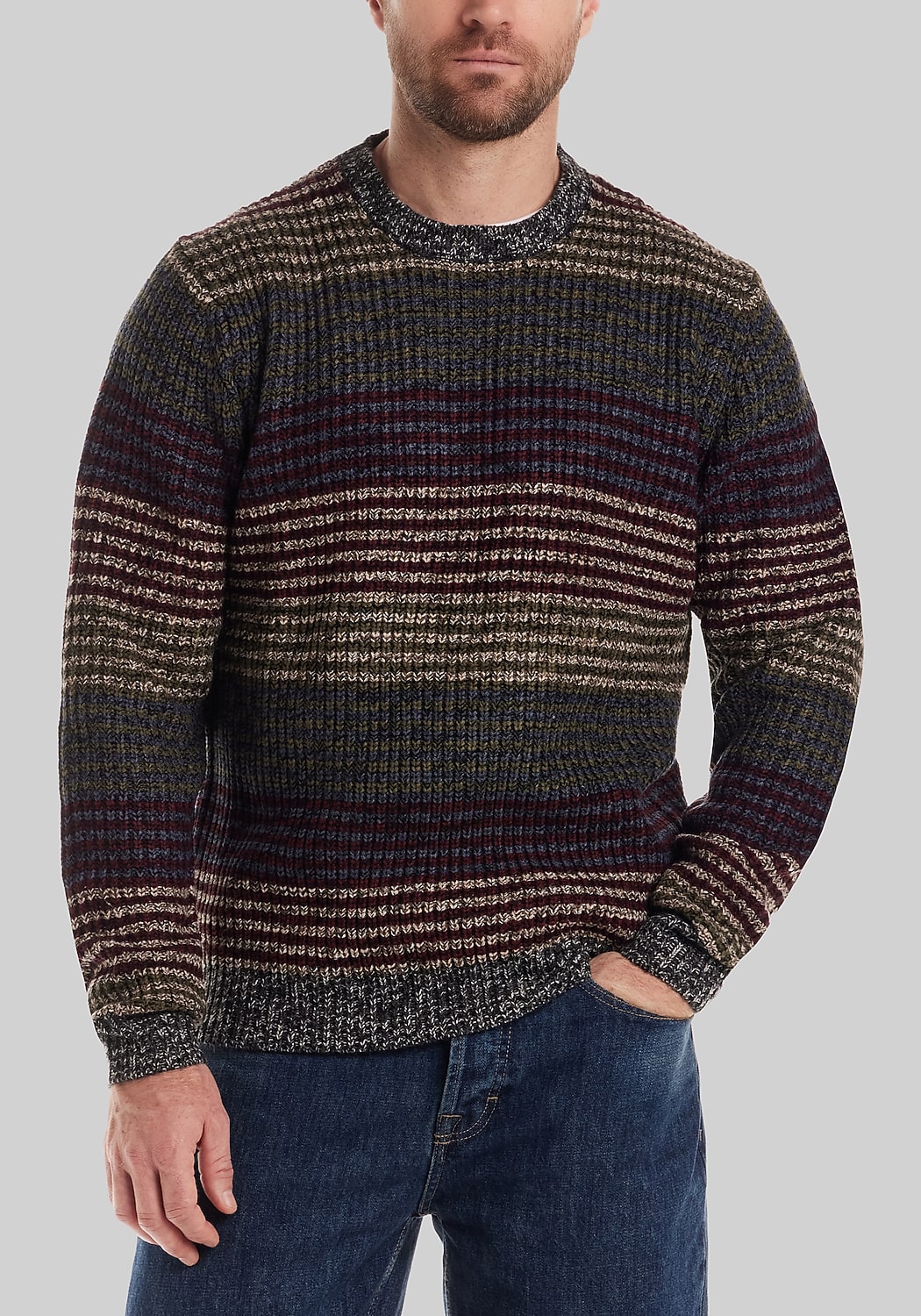 Weatherproof Vintage Traditional Fit Mixed Stripe Crew Neck Sweater