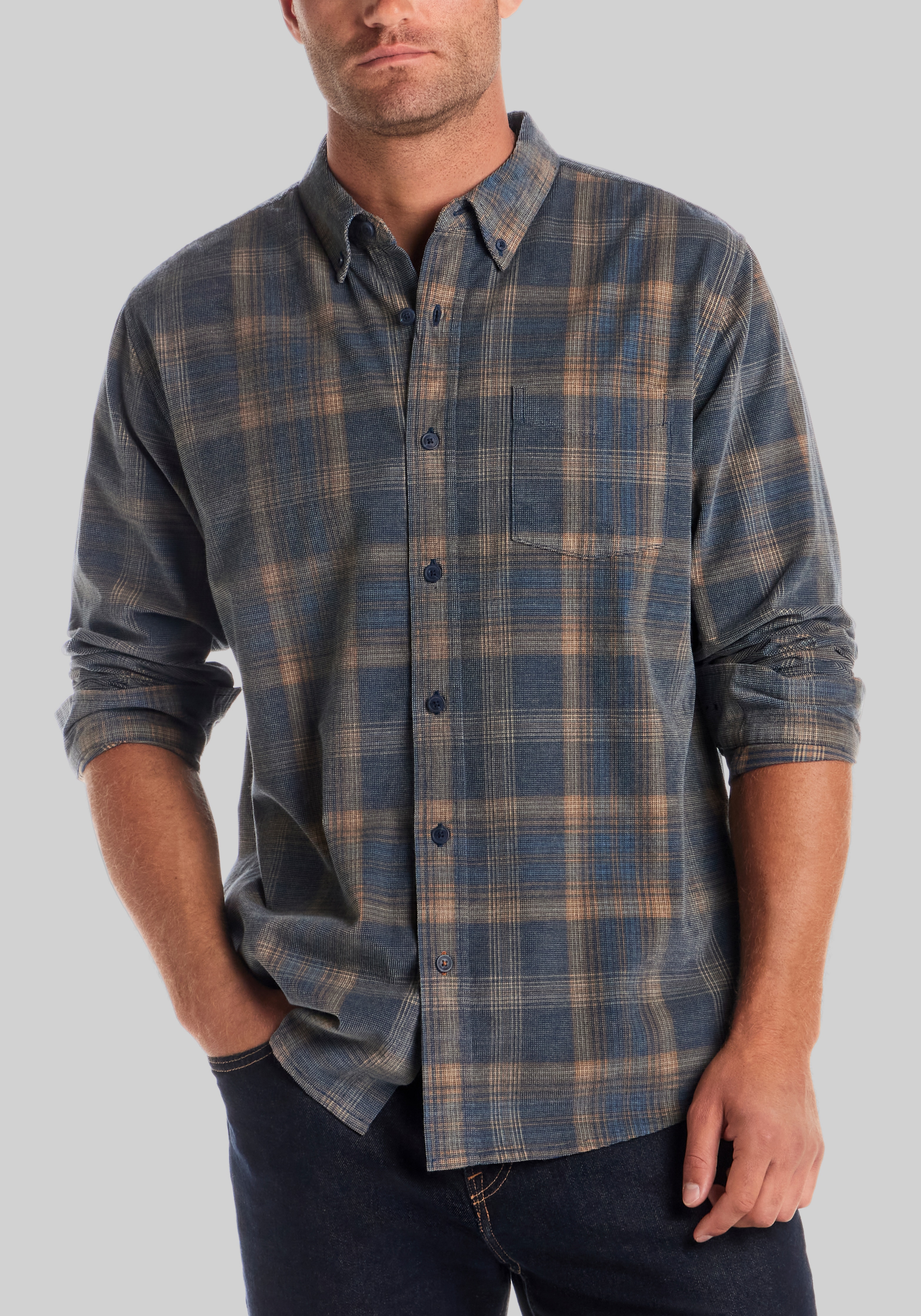 Men's Casual Tops, Weatherproof Vintage Traditional Fit Plaid Corduroy Shirt - Jos A Bank