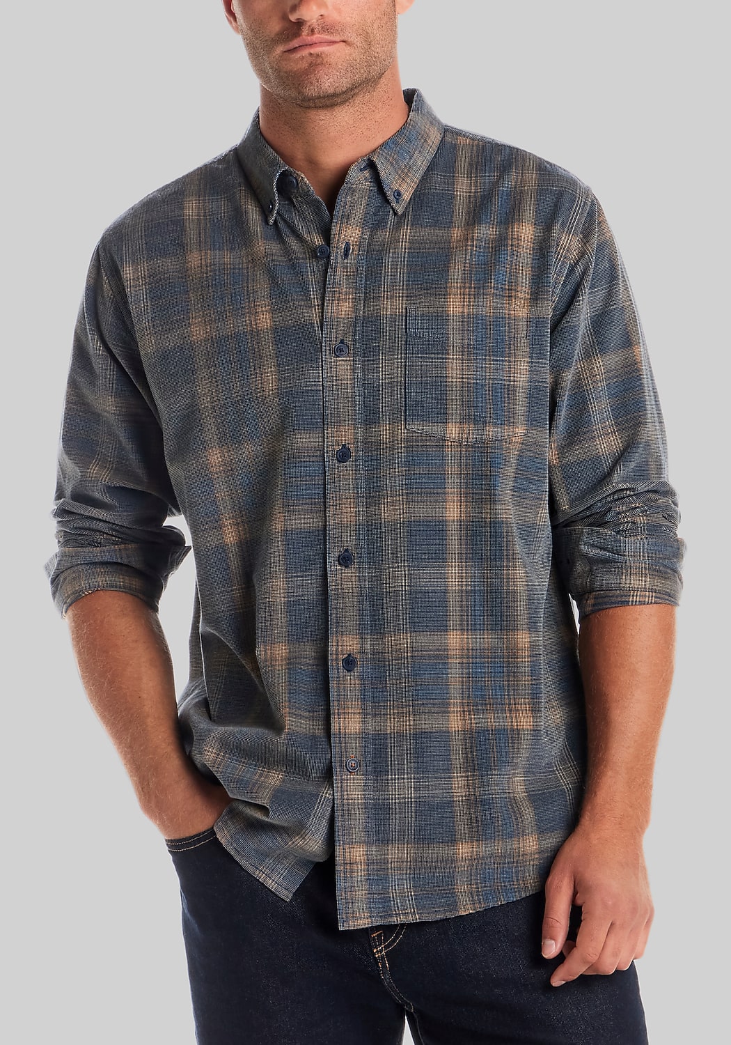 Weatherproof Vintage Traditional Fit Plaid Corduroy Shirt