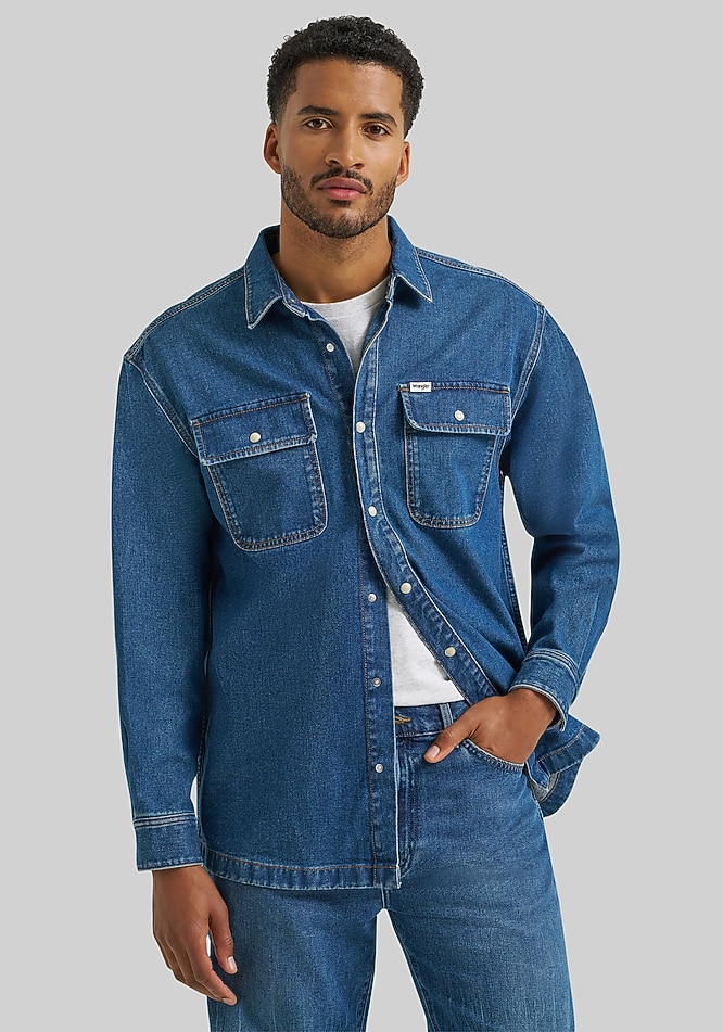 Wrangler Tailored Fit Denim Overshirt - Mens Clothing Online