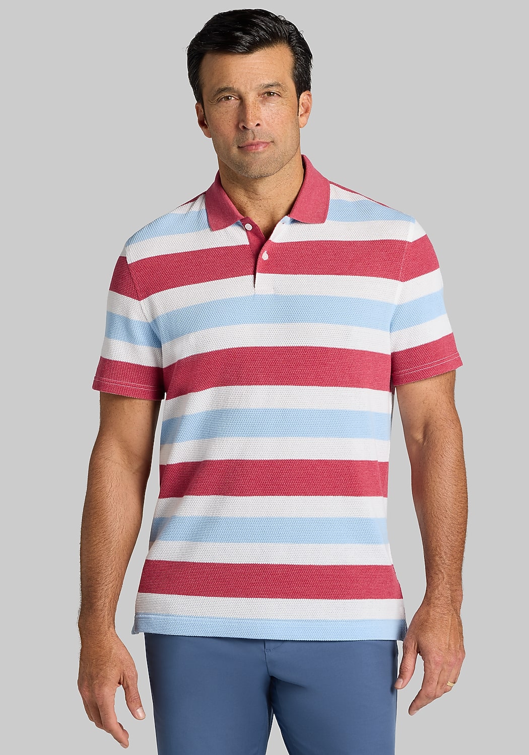 Jos. A. Bank Traditional Fit Popcorn Stripe Polo - Big & Tall