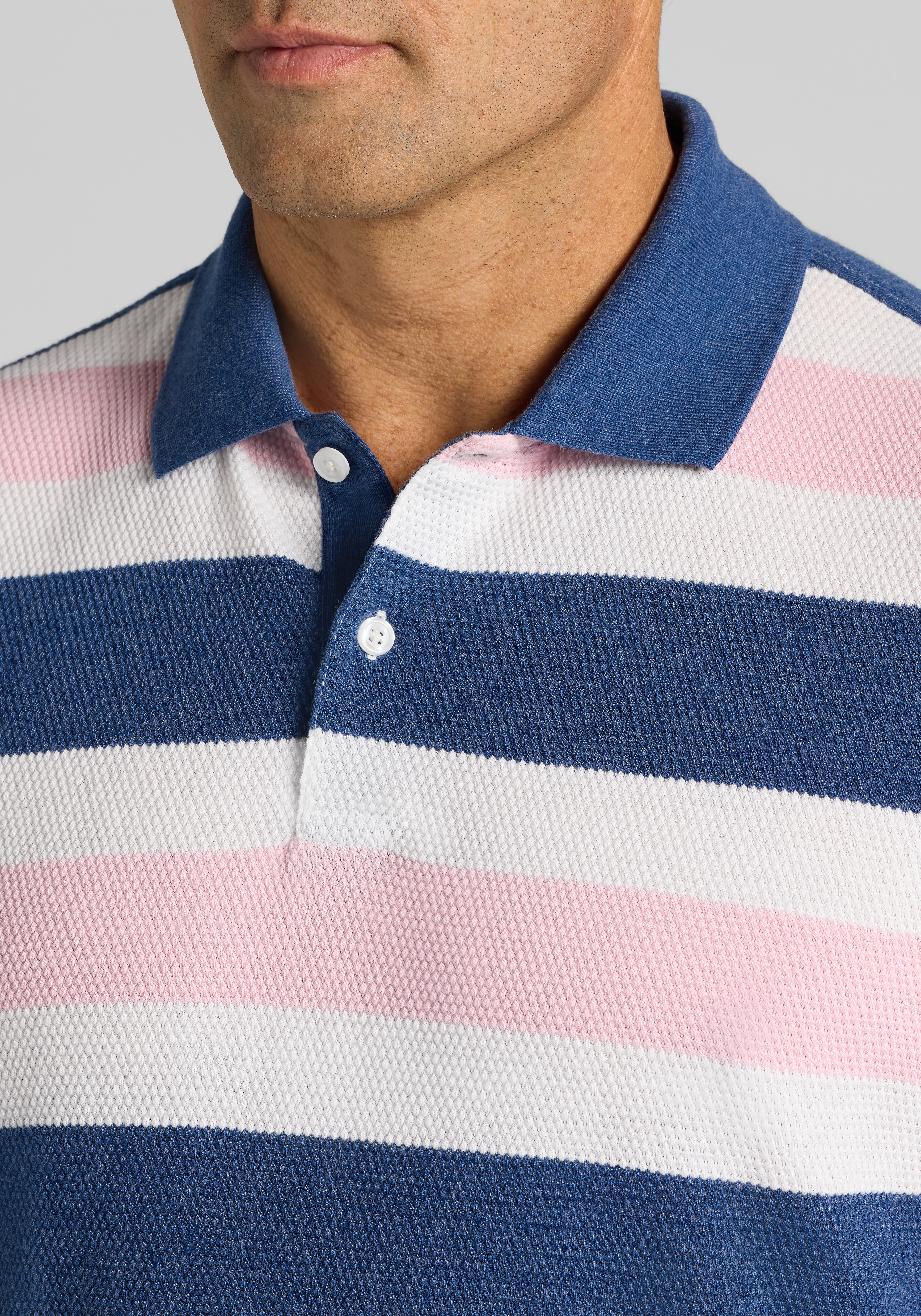 Jos. A. Bank Traditional Fit Popcorn Stripe Polo