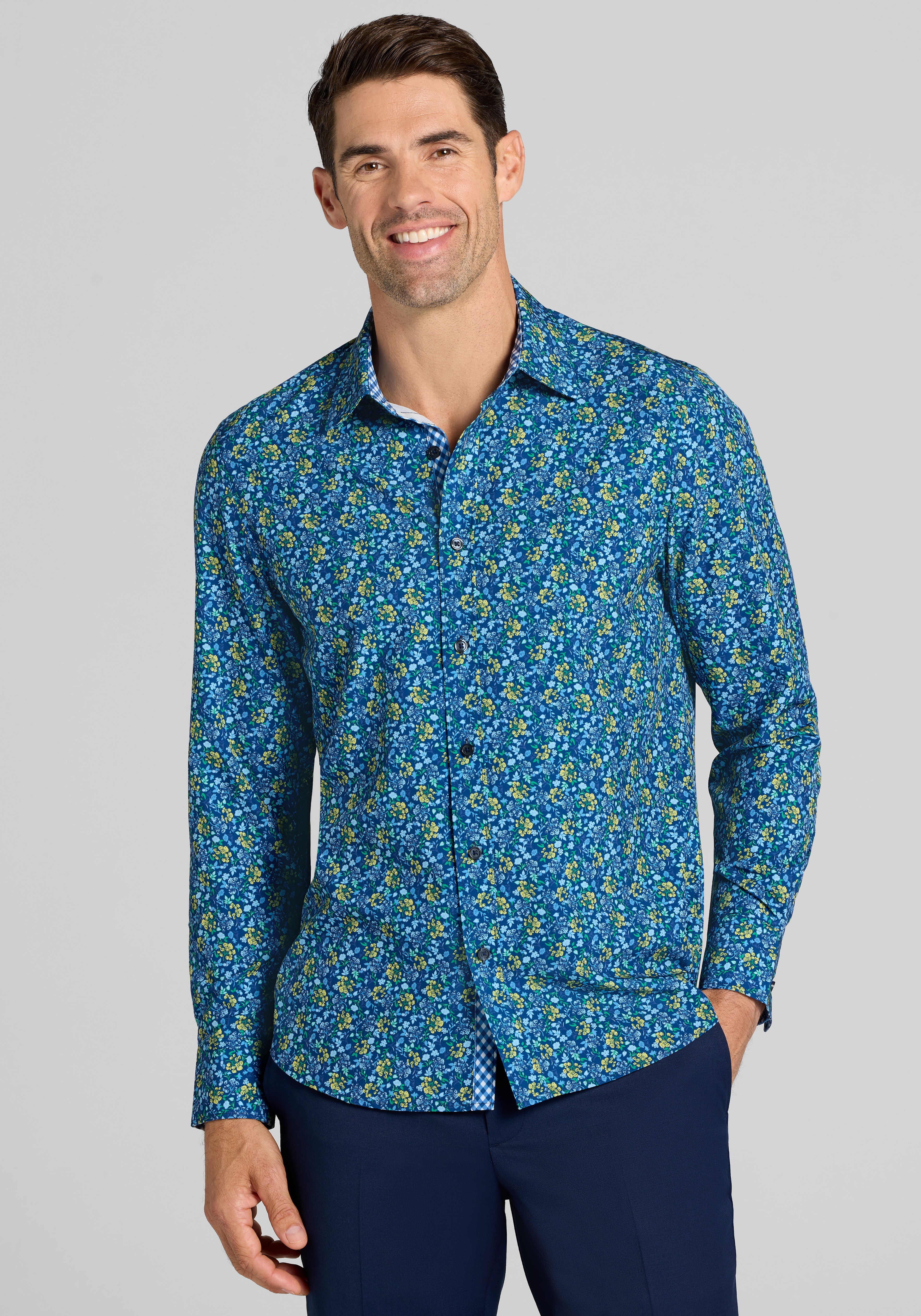 CON.STRUCT Slim Fit Liberty Floral 4-Way Stretch Button Up Shirt CLEARANCE
