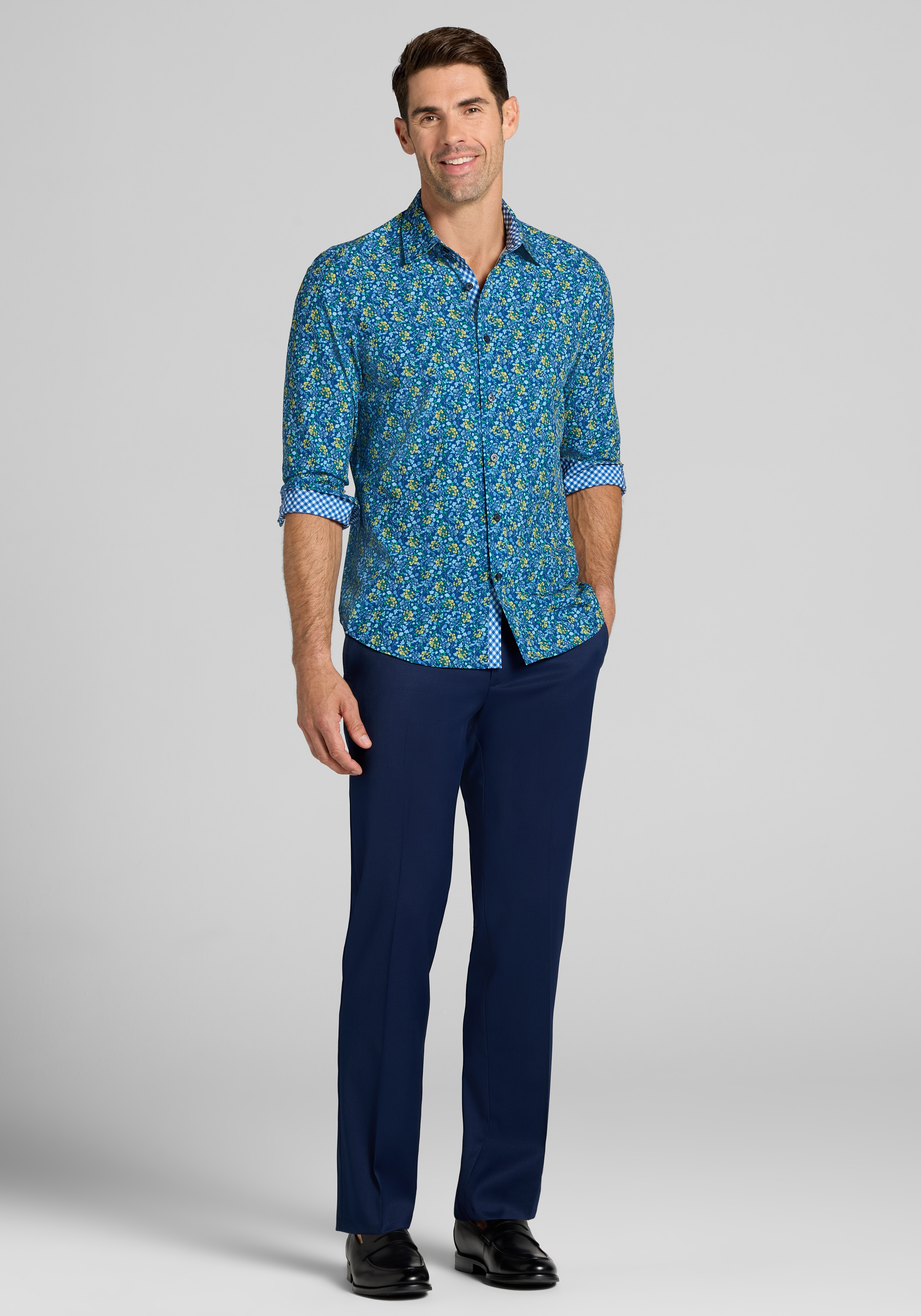 CON.STRUCT Slim Fit Liberty Floral 4-Way Stretch Button Up Shirt CLEARANCE